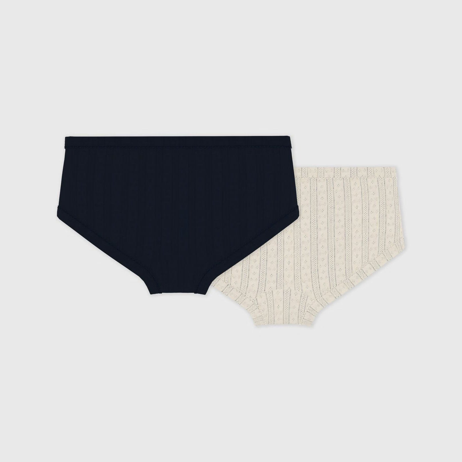 Girls Beige & Navy Cotton Underwear Set(2 Pack)