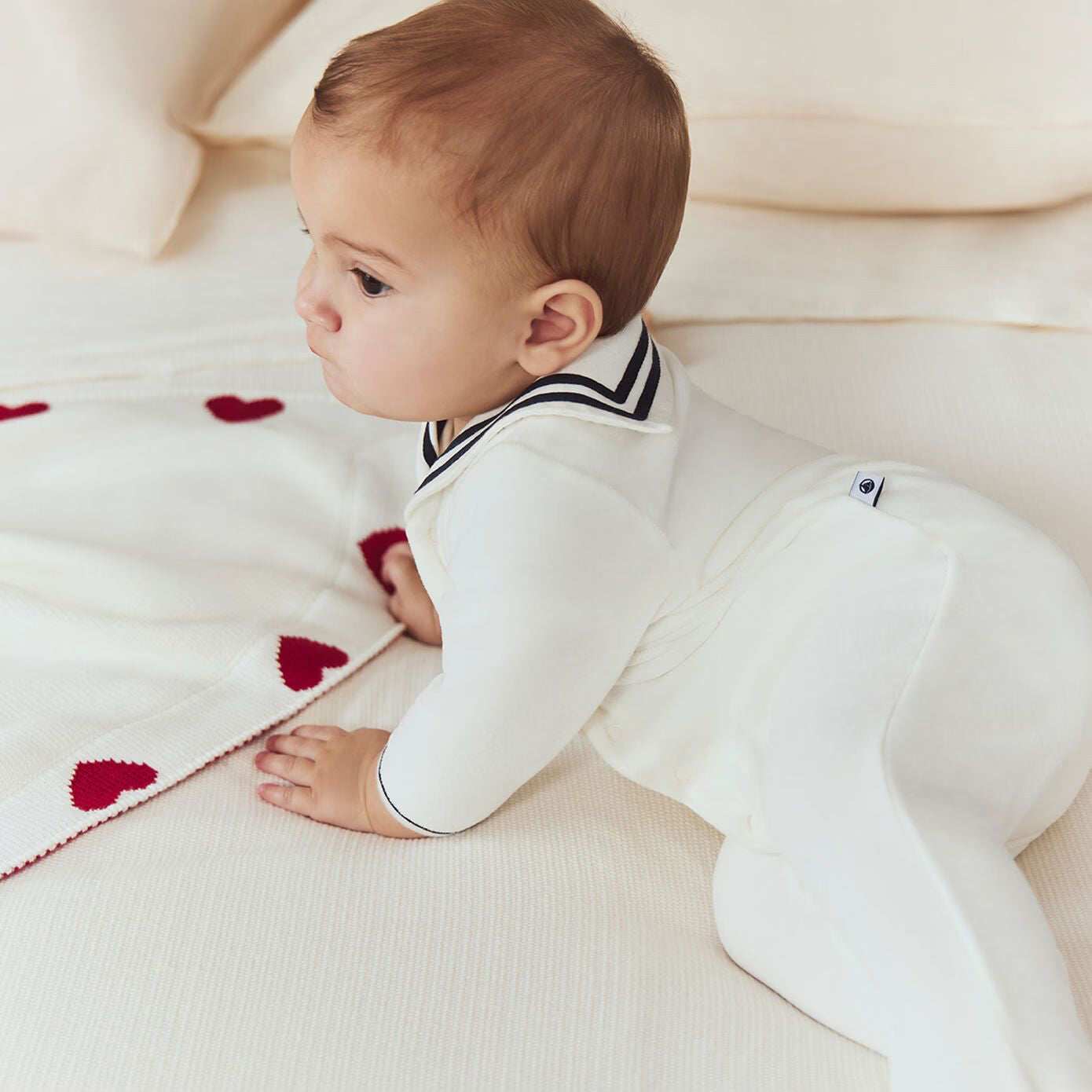 Baby Boys & Girls White Cotton Babysuit