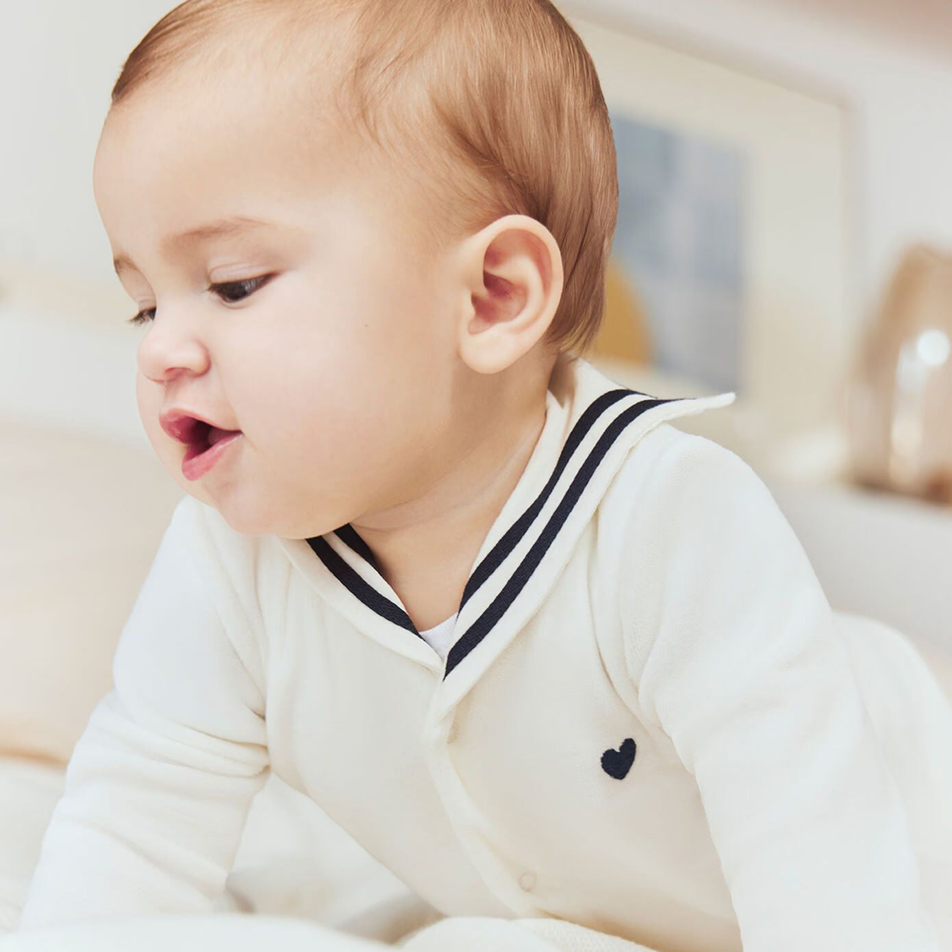 Baby Boys & Girls White Cotton Babysuit