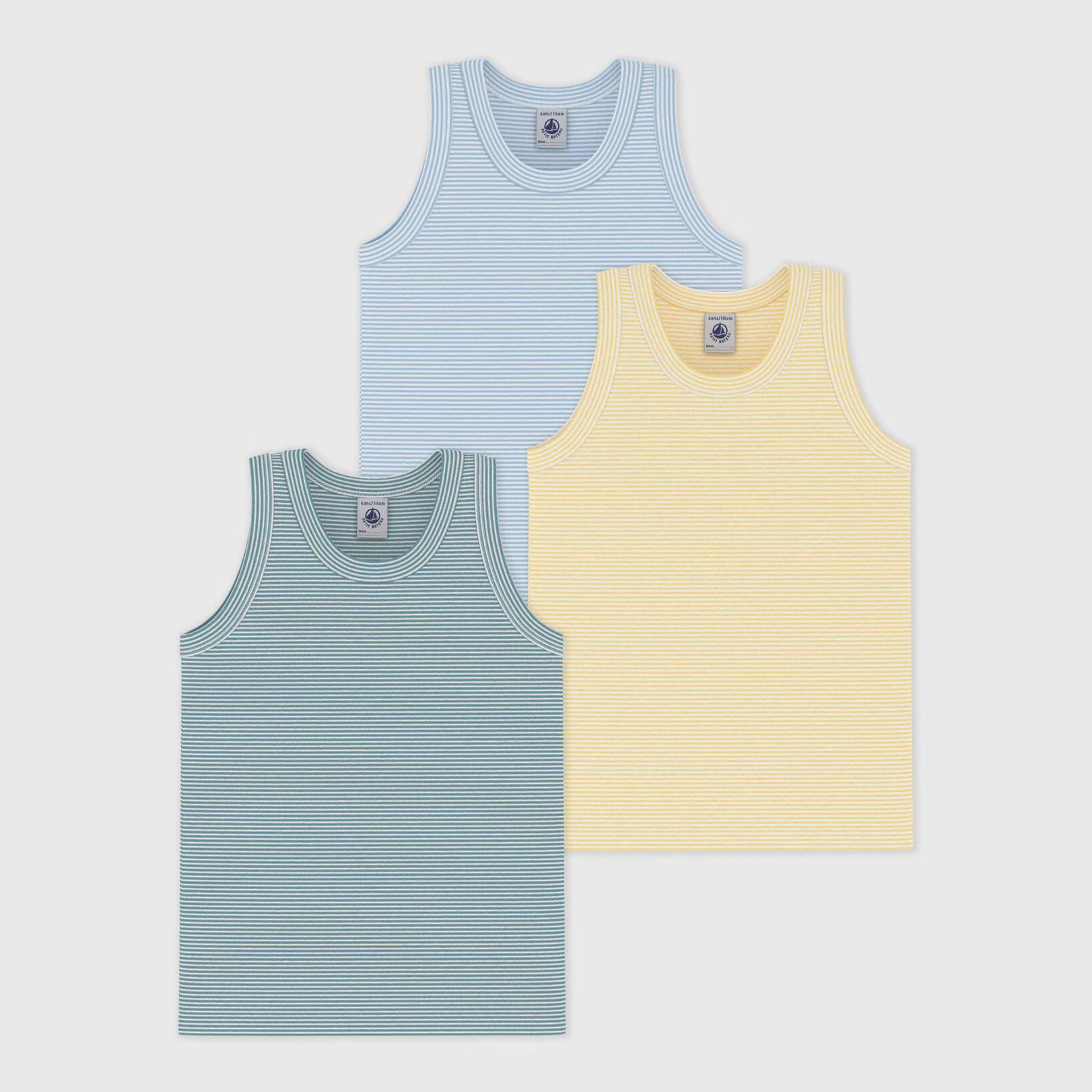 Boys Multicolor Cotton Vest Set(3 Pack)