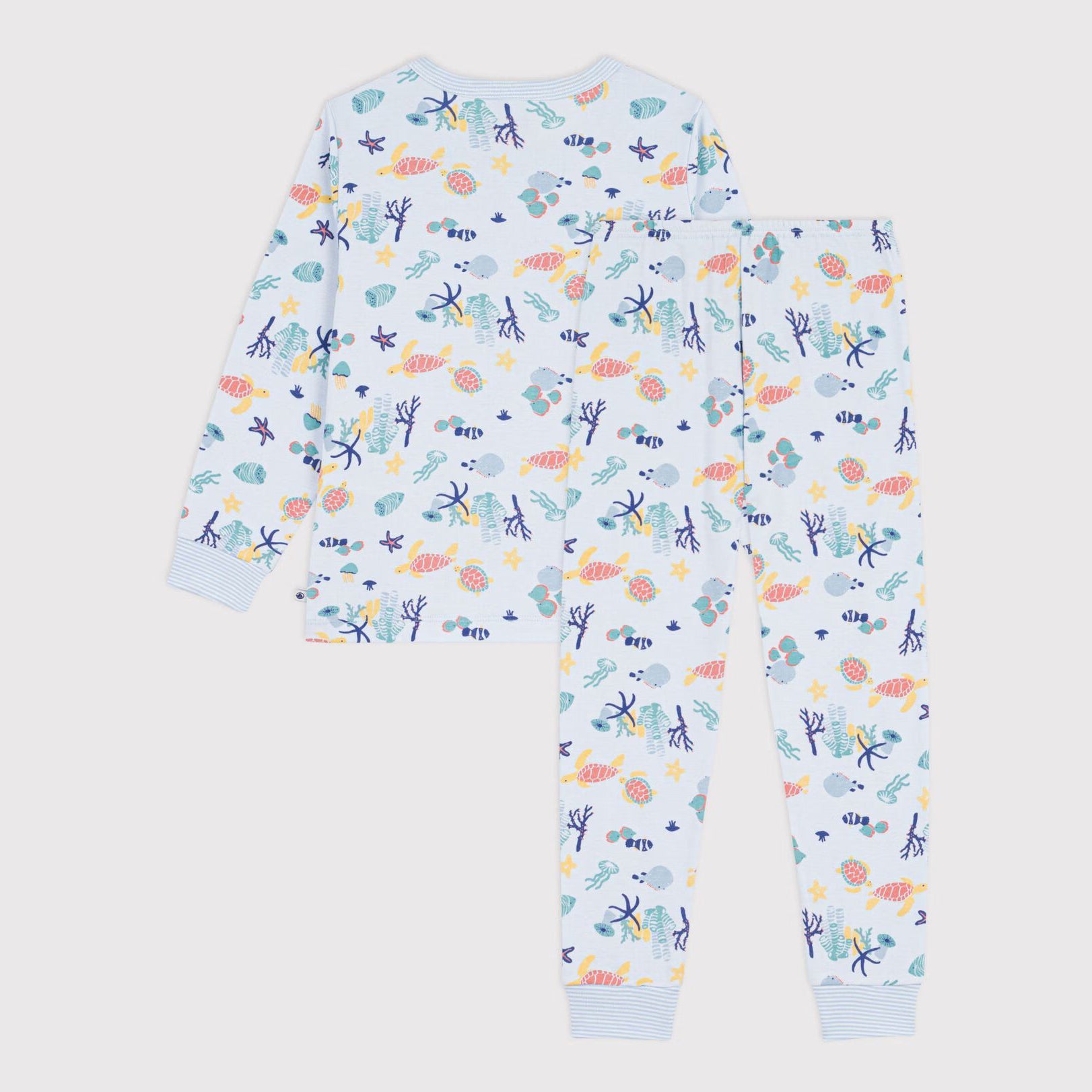 Girls Light Blue Printed Cotton Nightwear Set