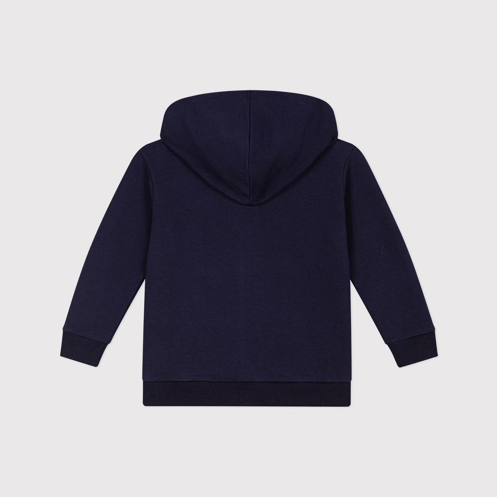 Boys Navy Hooded Cotton Zip-Up Top