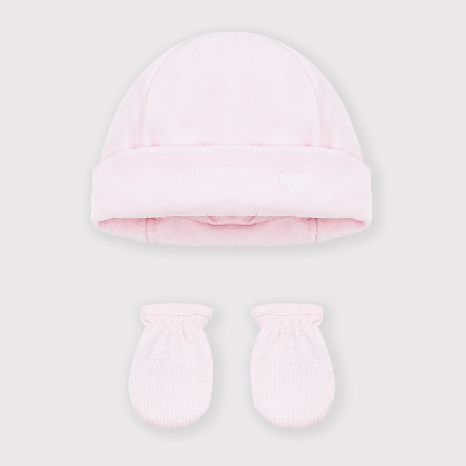 Baby Girls Pink Hat & Mittens Set