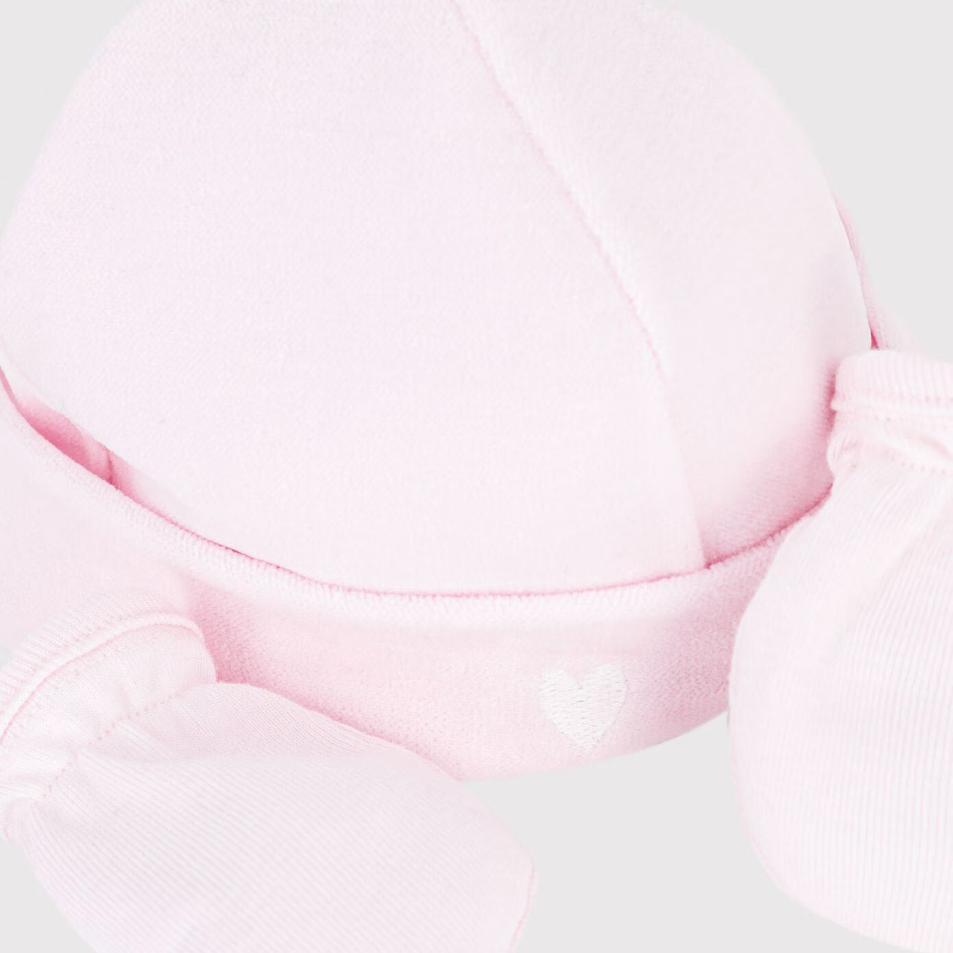 Baby Girls Pink Hat & Mittens Set