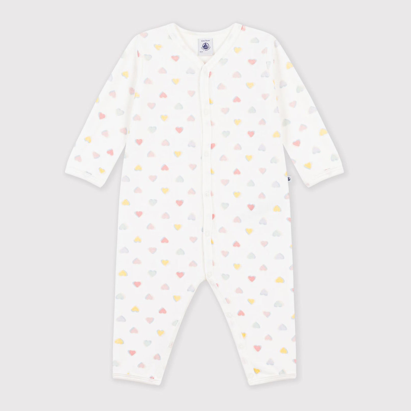 Baby Girls White Heart Printed Cotton Babysuit
