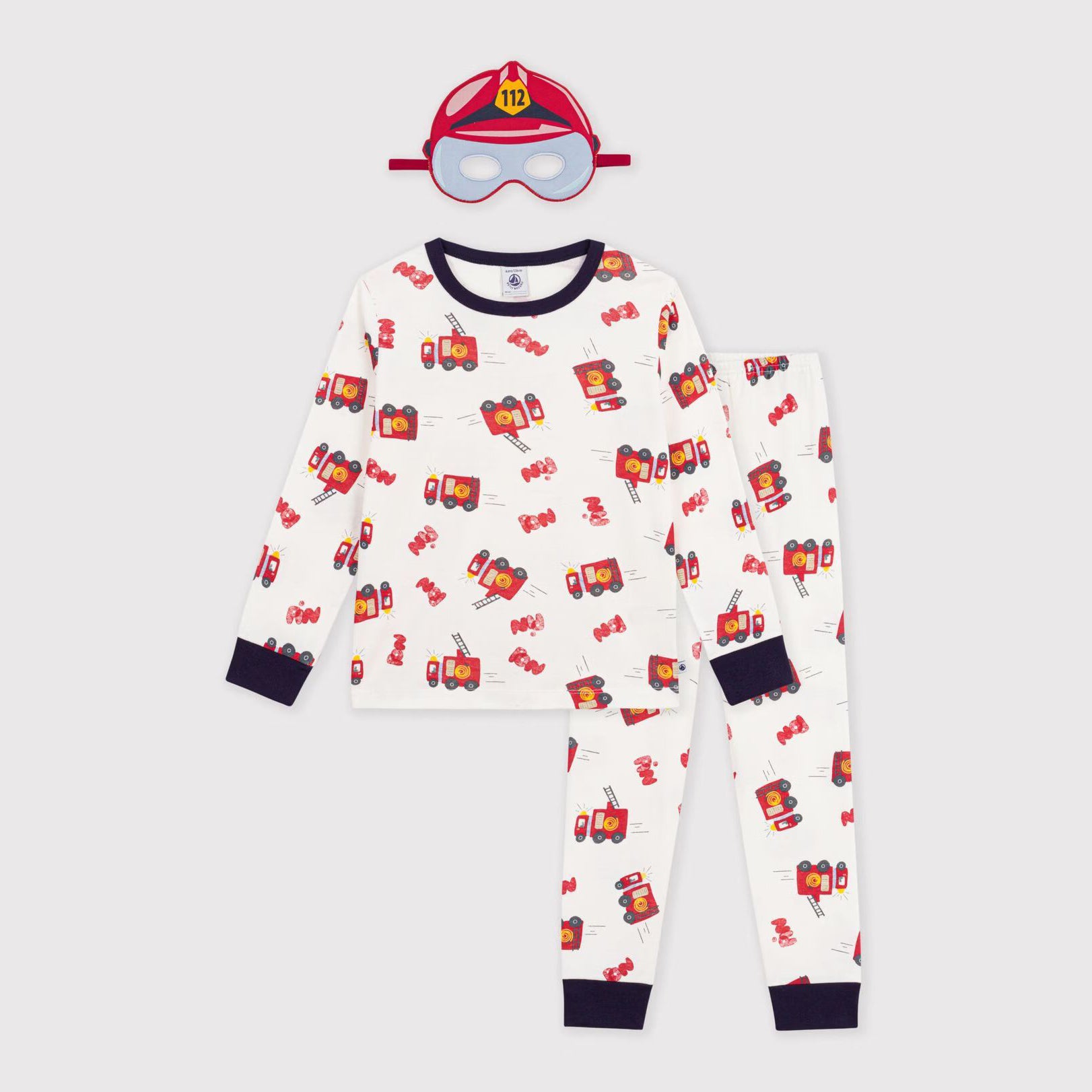 Boys White Printed Cotton Nightwear Set