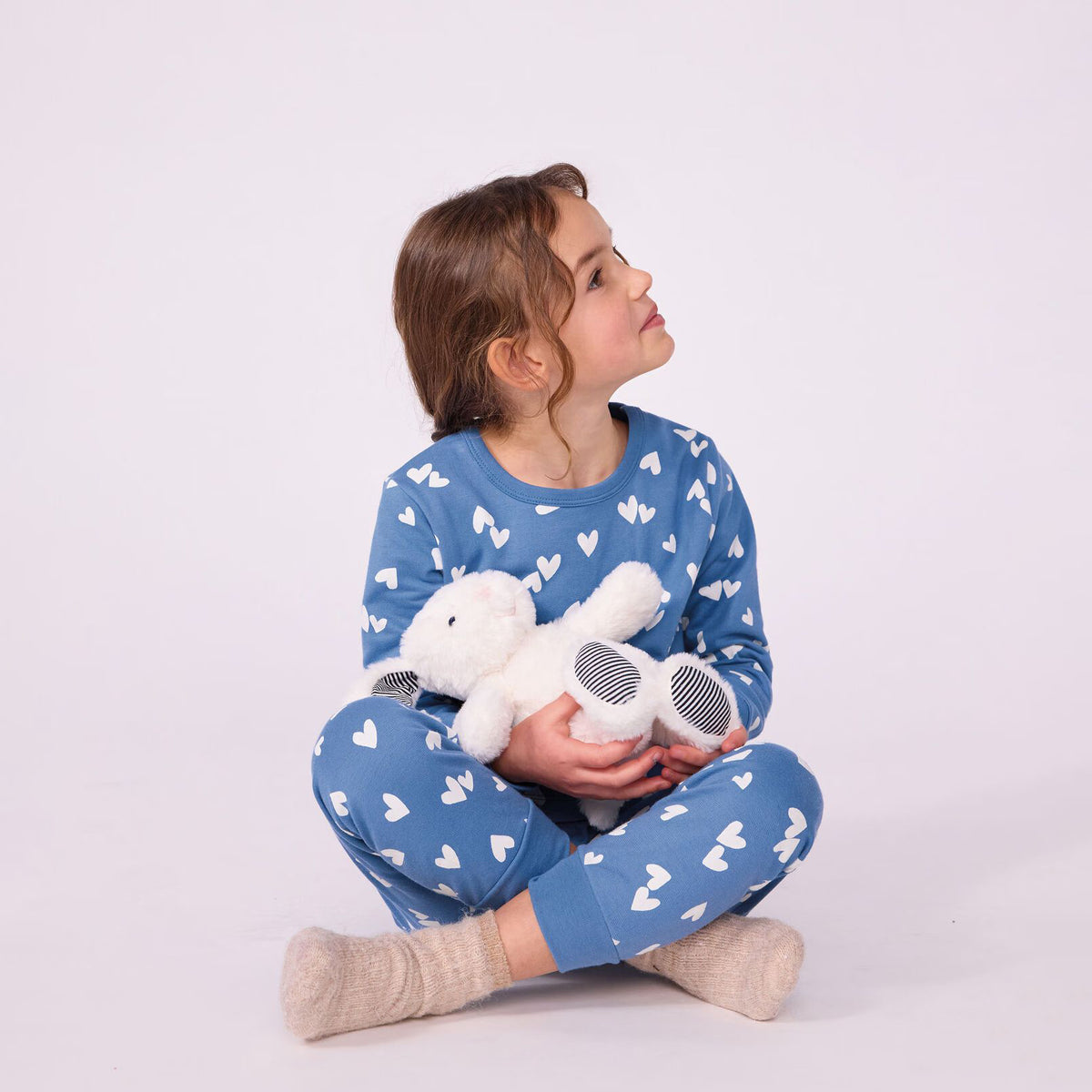 Ensemble de pyjama pour fille en coton bleu imprimé
