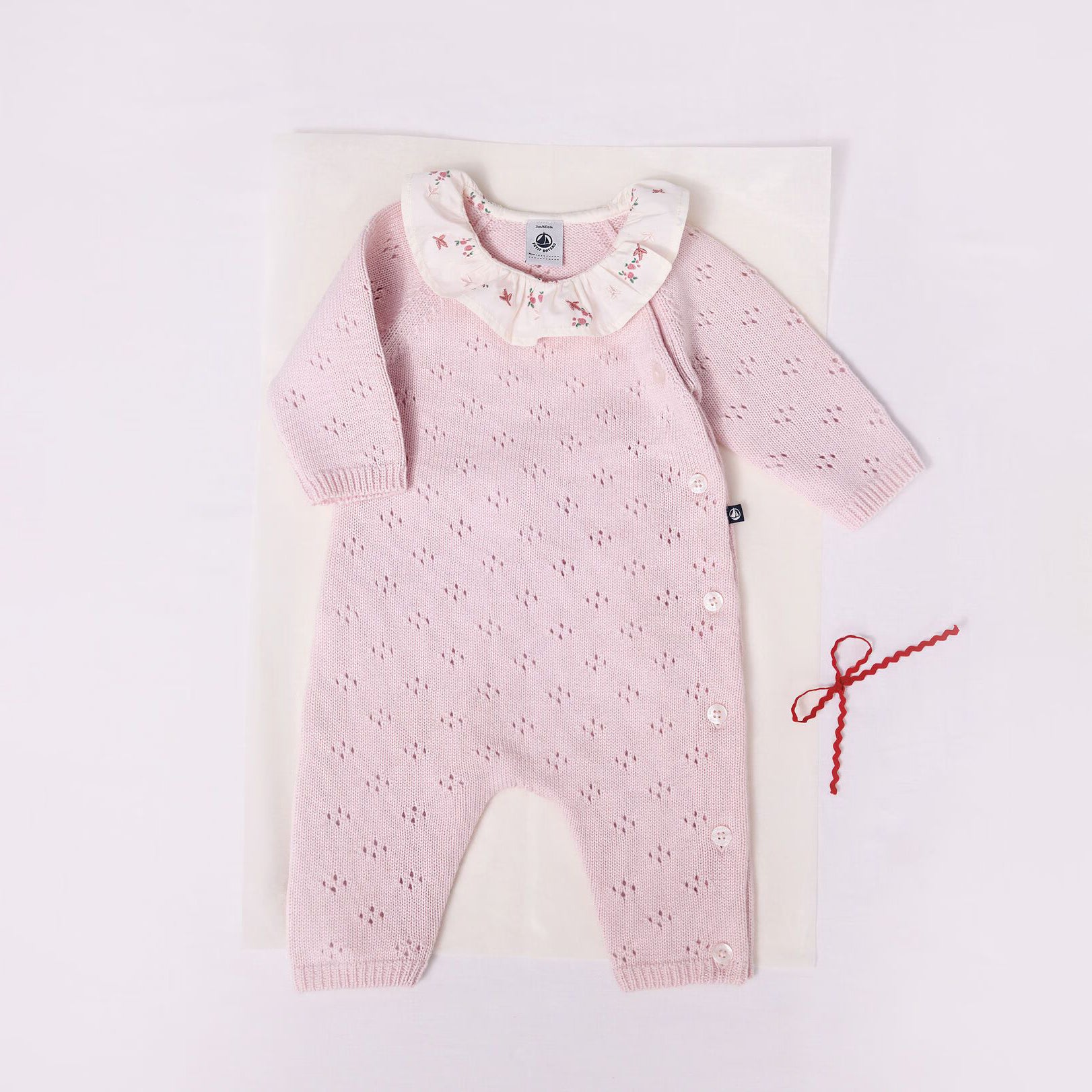 Baby Girls Light Pink Wool Babysuit
