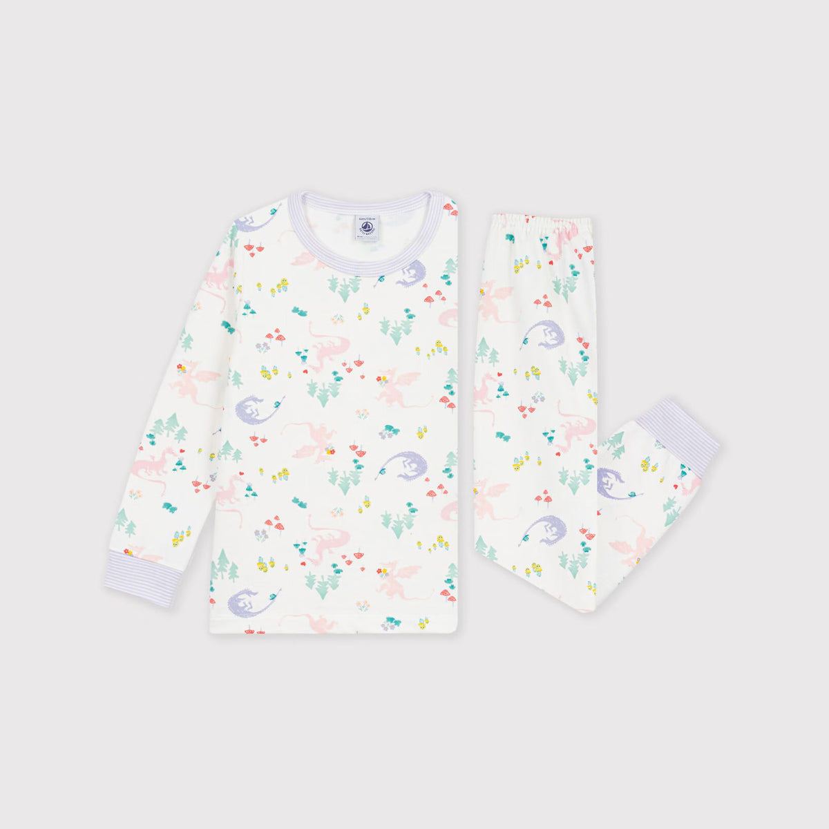 Ensemble de nuit en coton blanc imprimé pour filles