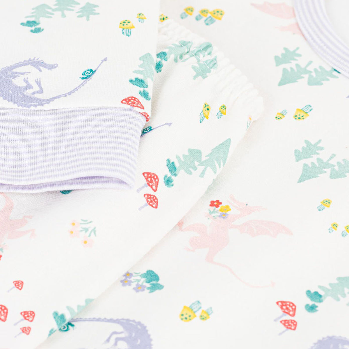 Ensemble de nuit en coton blanc imprimé pour filles