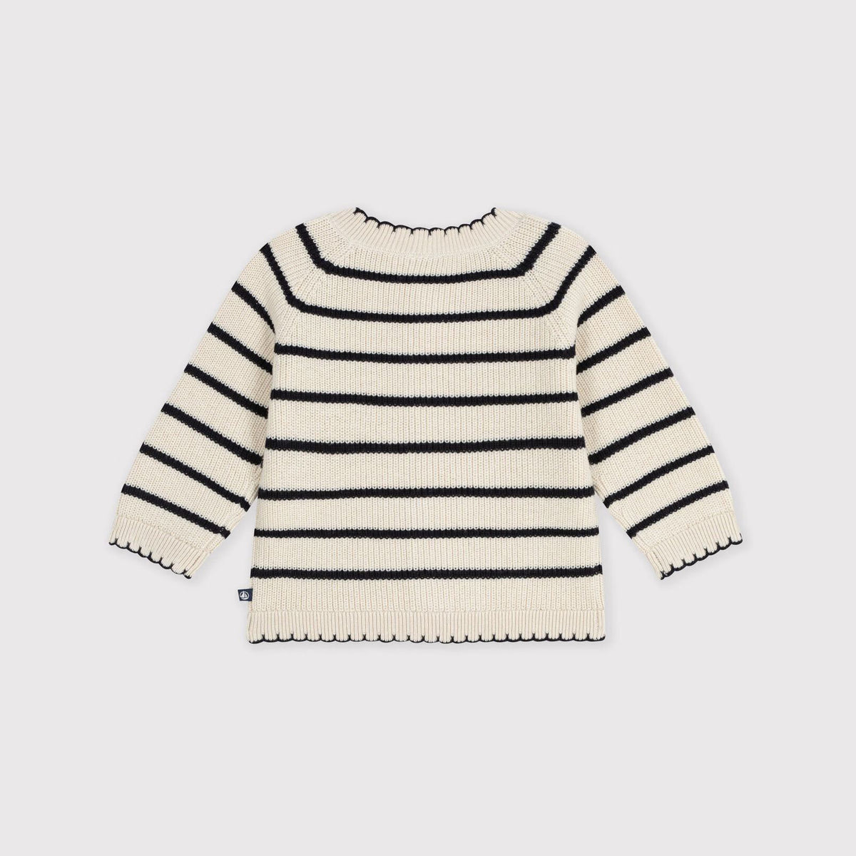 Cardigan en Laine Rayé Beige pour Bébé Fille