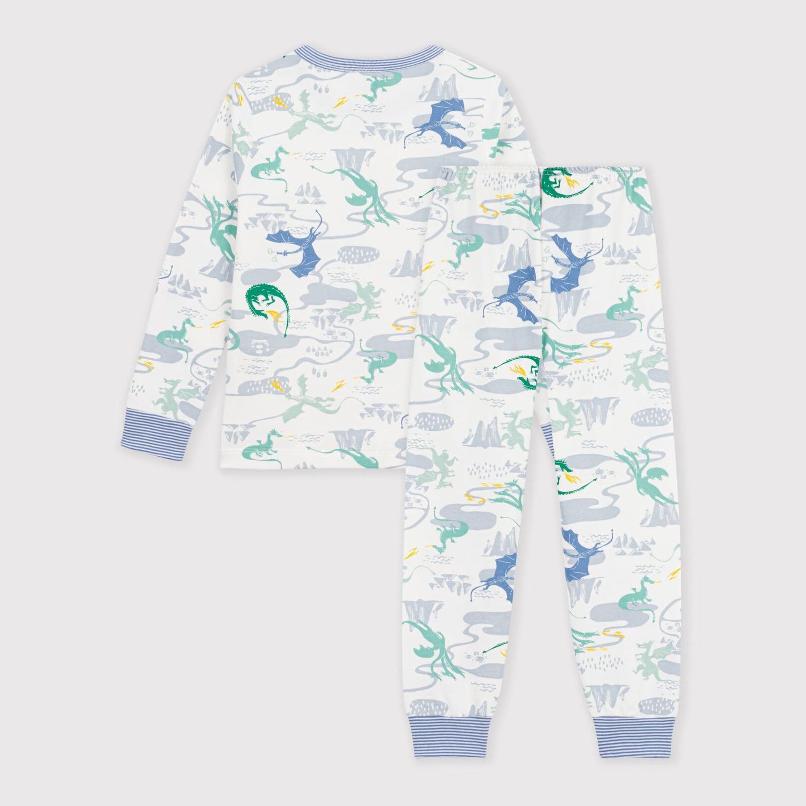 Boys White Printed Cotton Nightwear Set