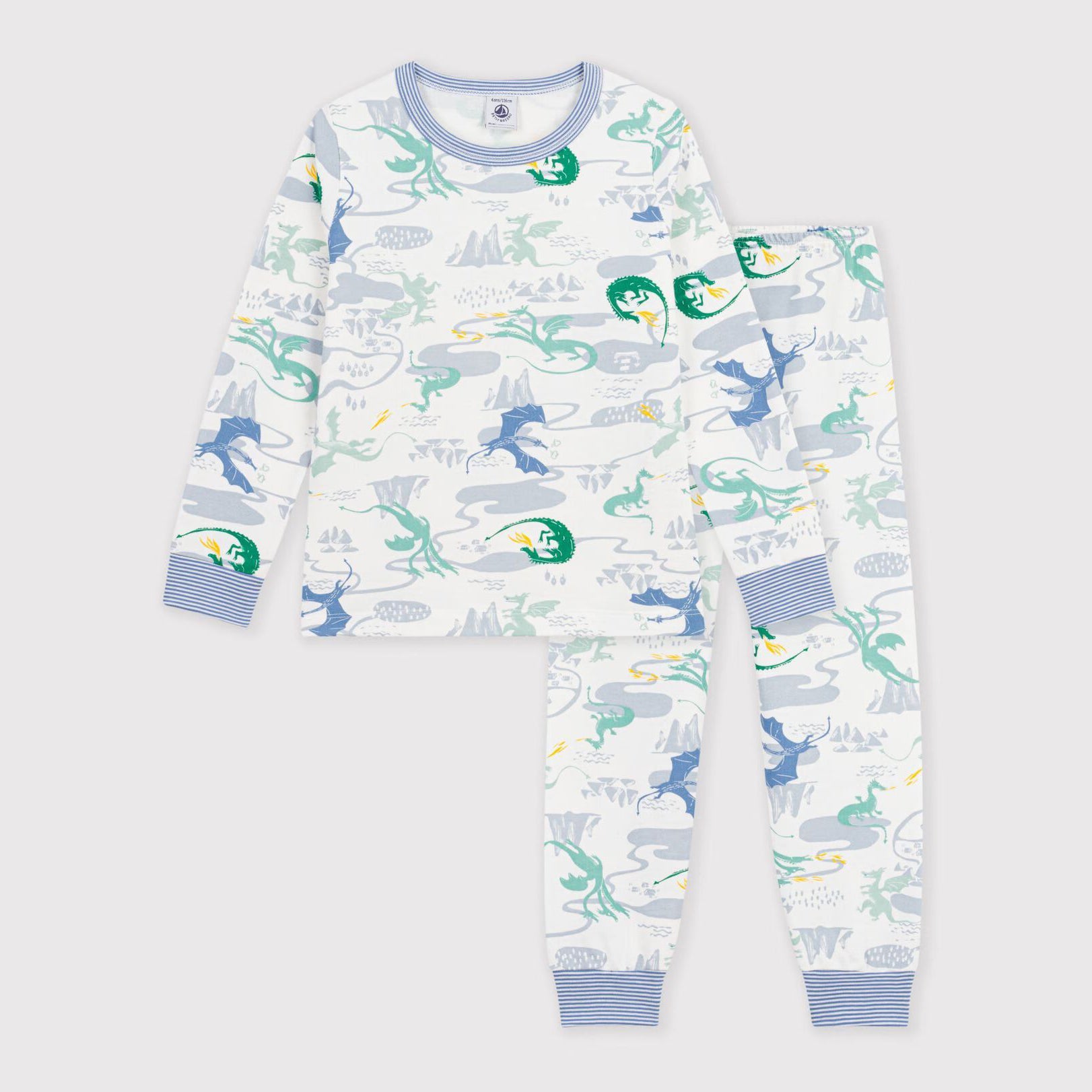 Boys White Printed Cotton Nightwear Set