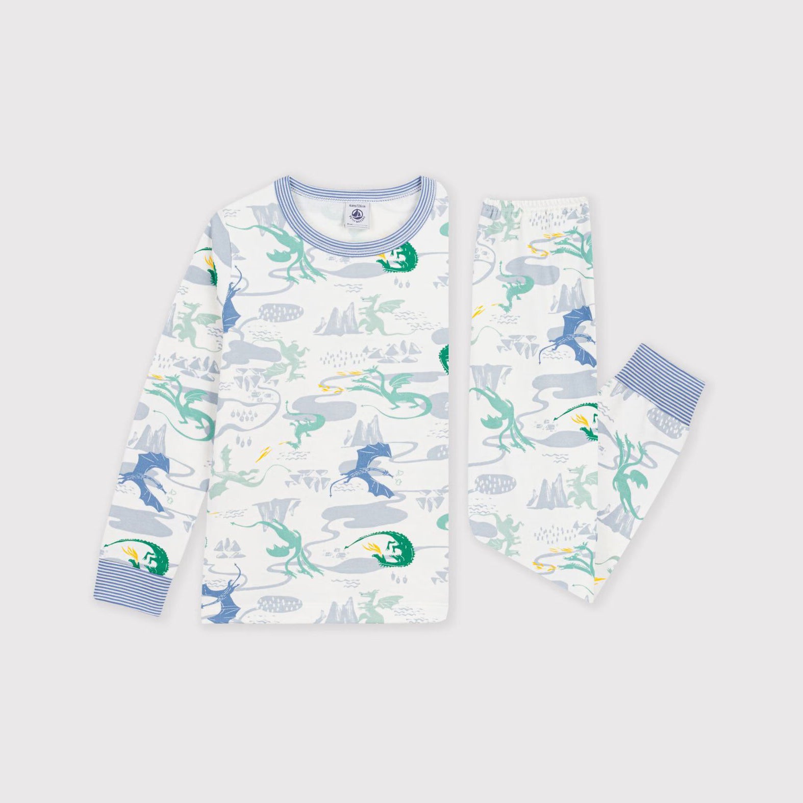Boys White Printed Cotton Nightwear Set