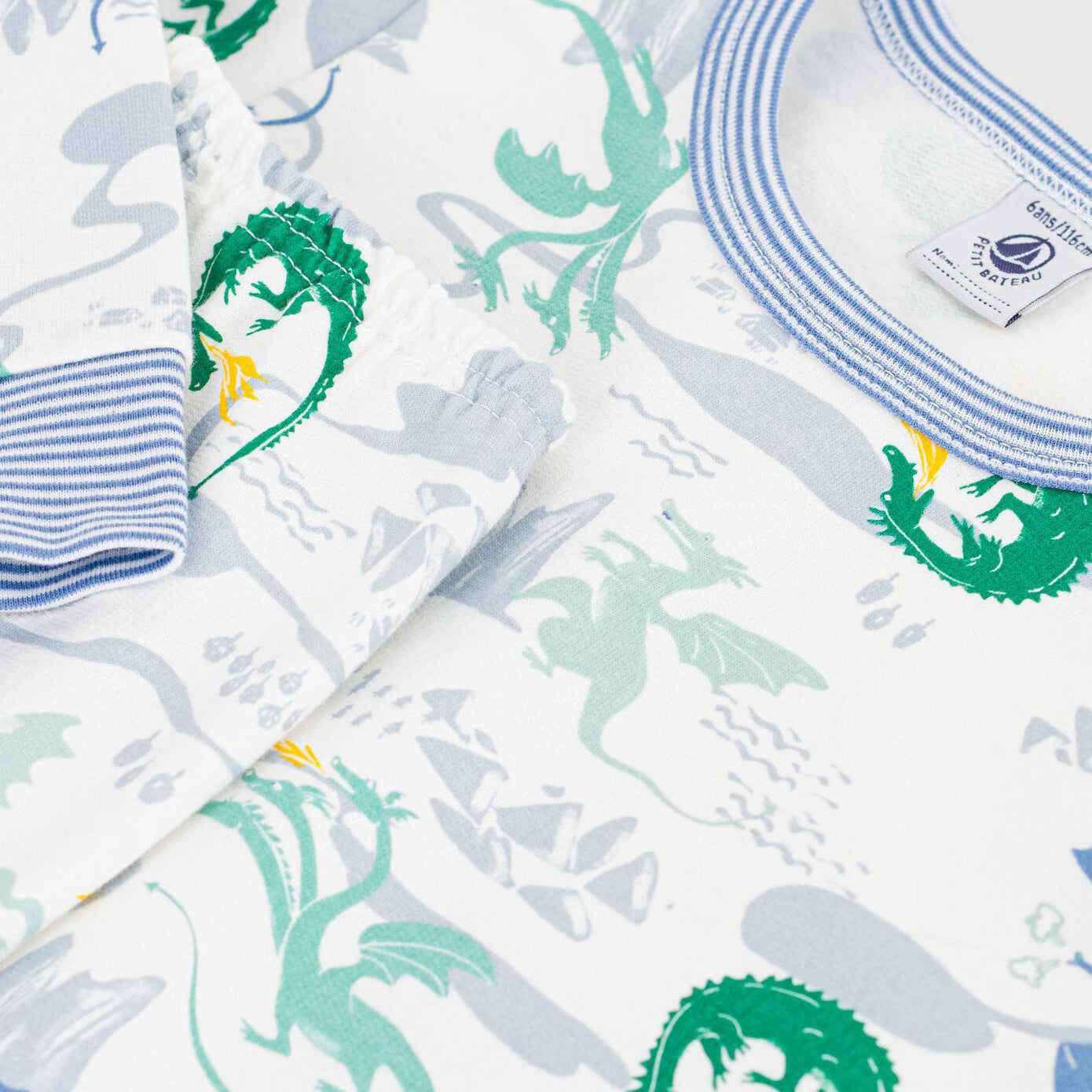 Boys White Printed Cotton Nightwear Set