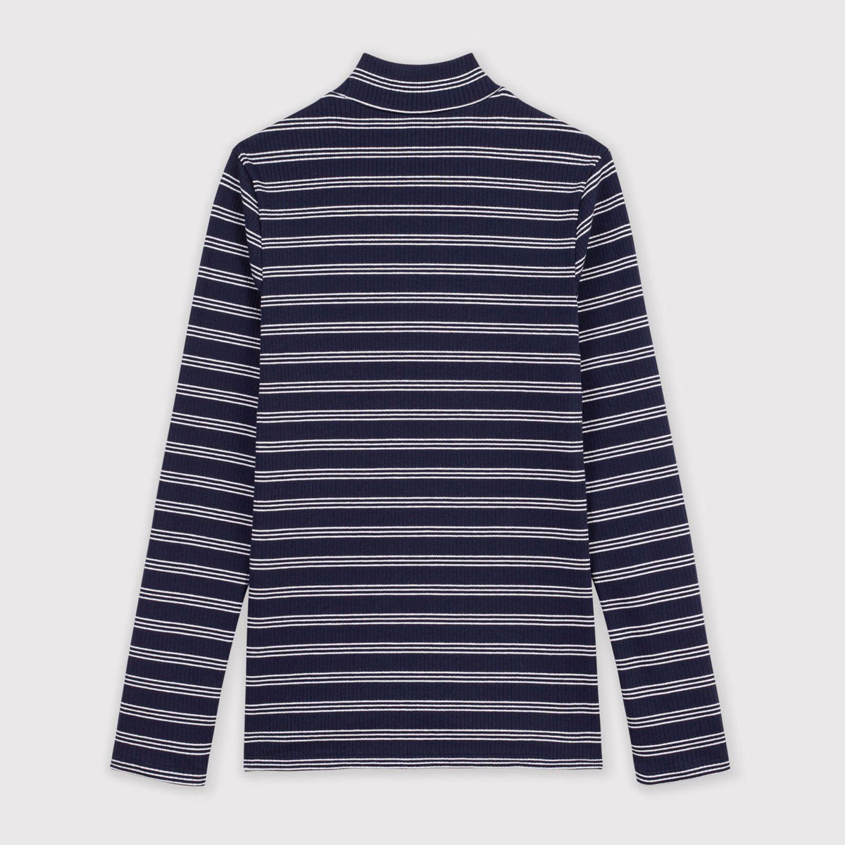 Women Navy Stripes Cotton Turtleneck