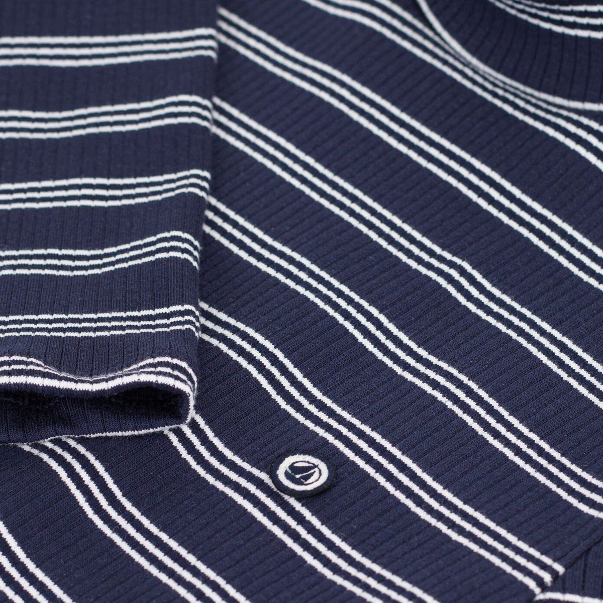 Col roulé en coton rayé marine pour femme