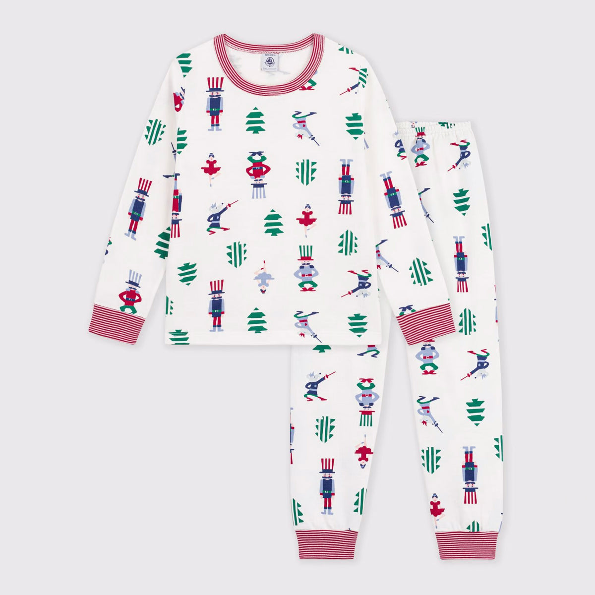 Girls White Printed Cotton Nightwear Set