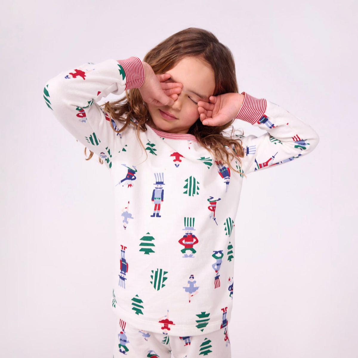 Girls White Printed Cotton Nightwear Set