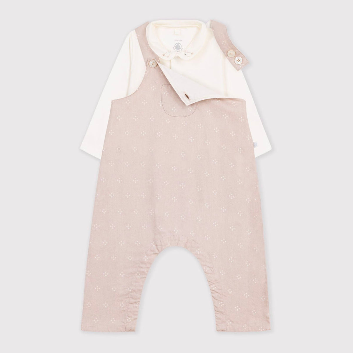 Baby Girls White Cotton Babysuit Set