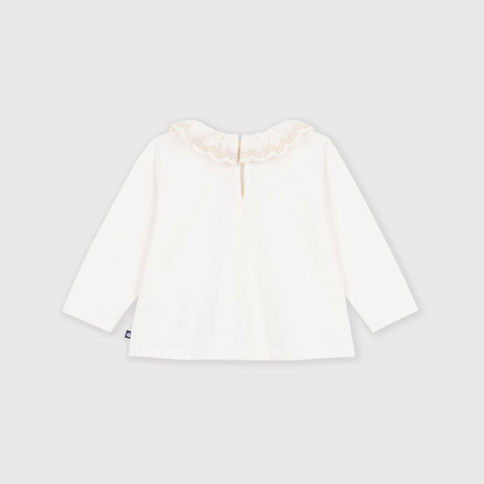Baby Girls White Ruffled Cotton T-Shirt