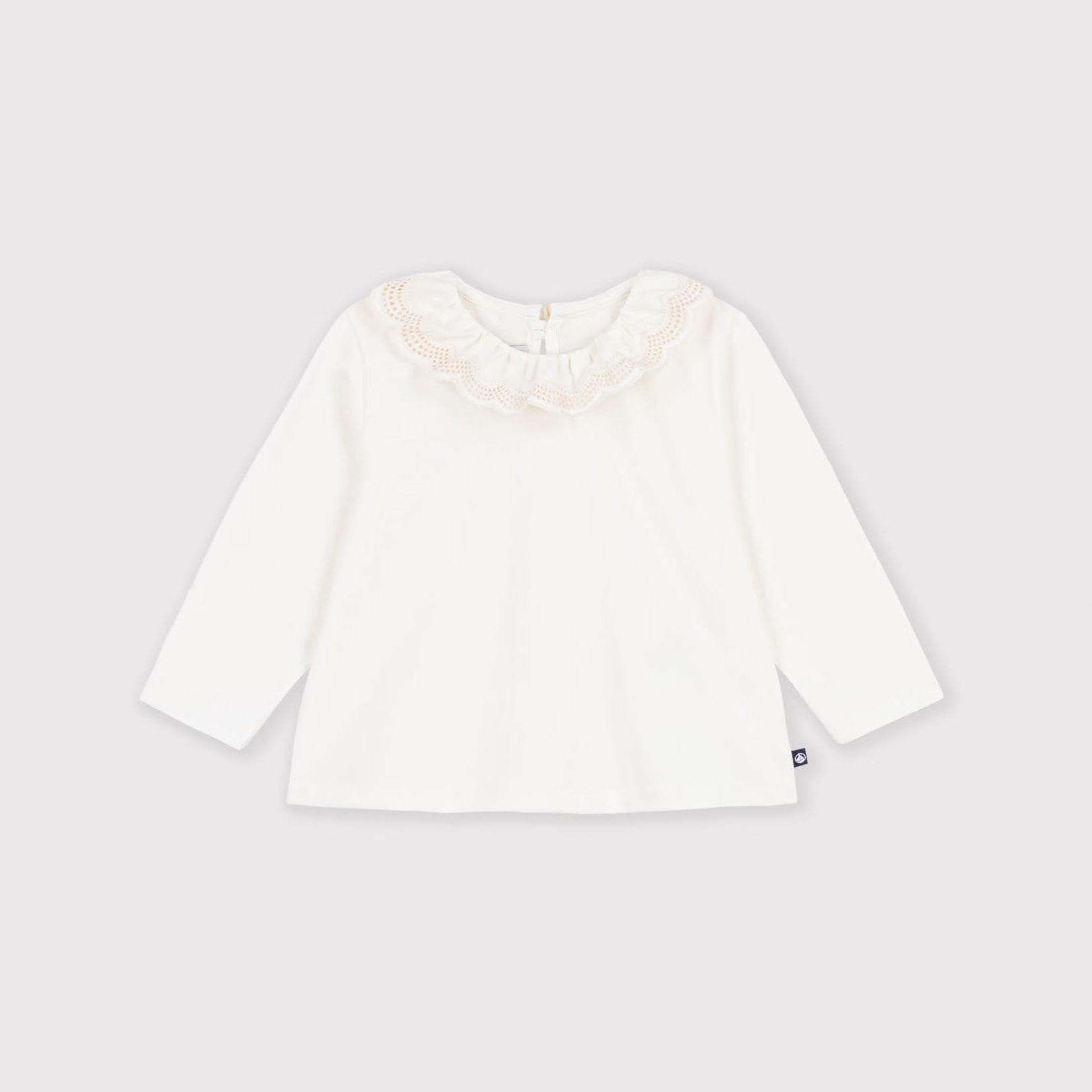 Baby Girls White Ruffled Cotton T-Shirt