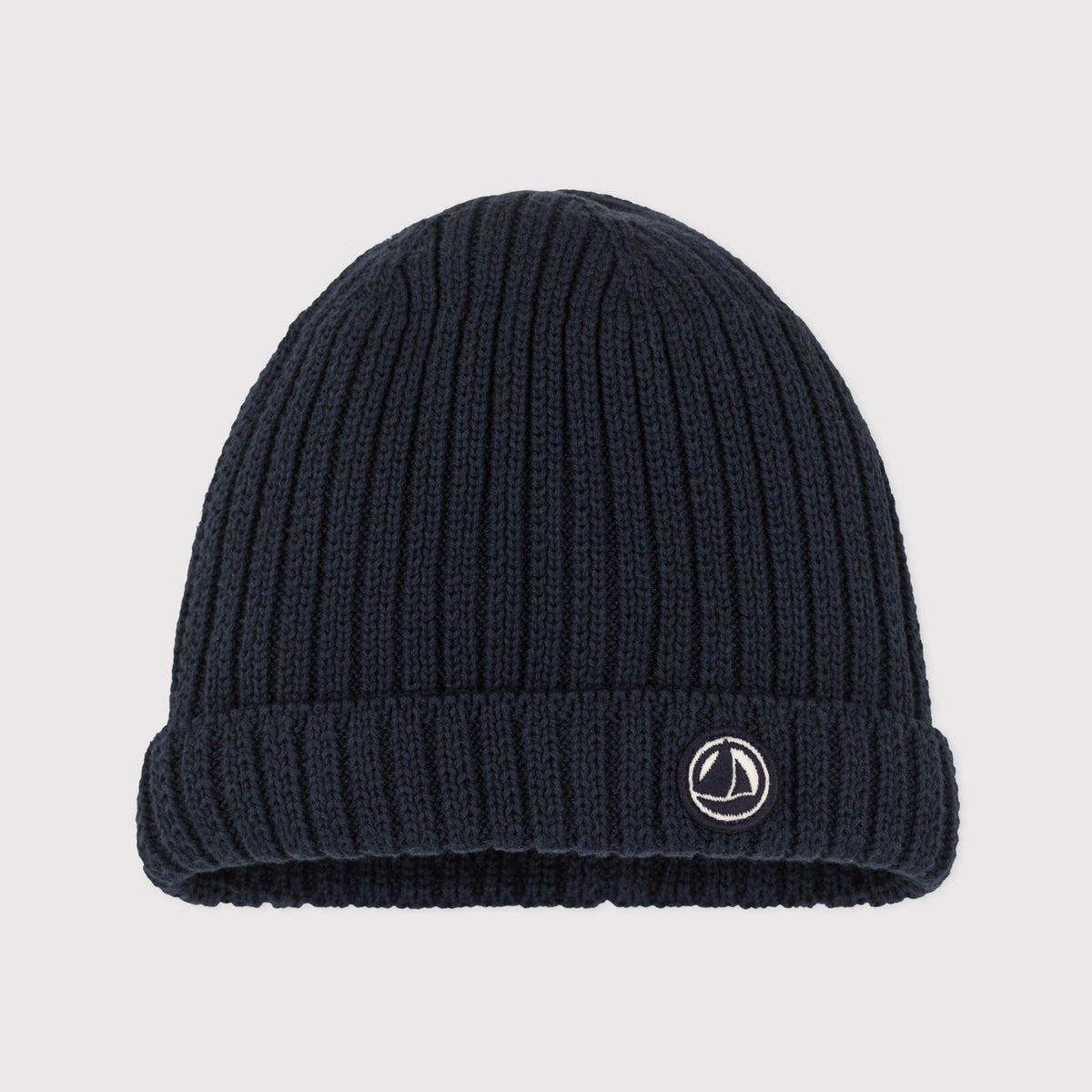Bonnet bébé garçon en maille de coton bleu marine