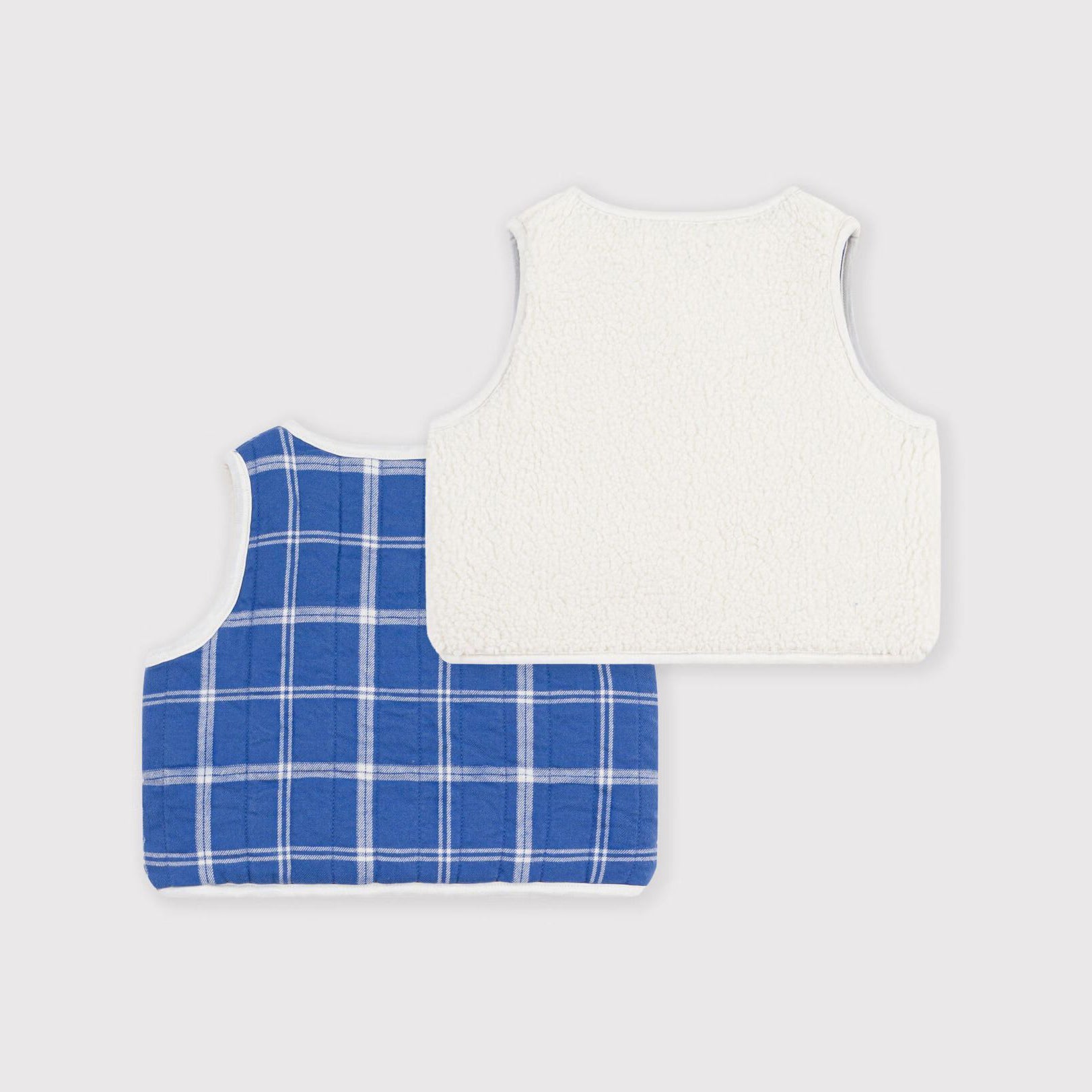Baby Boys Blue Check Reversible Padded Gilet