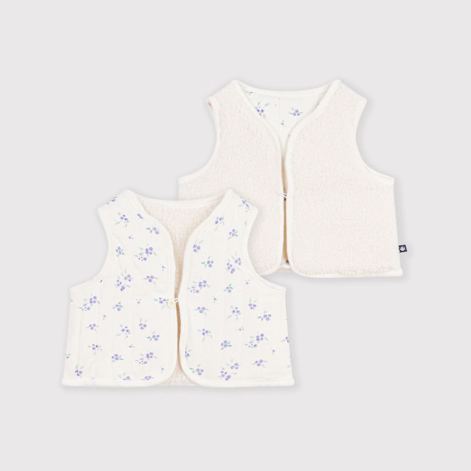Baby Girls White Reversible Padded Gilet