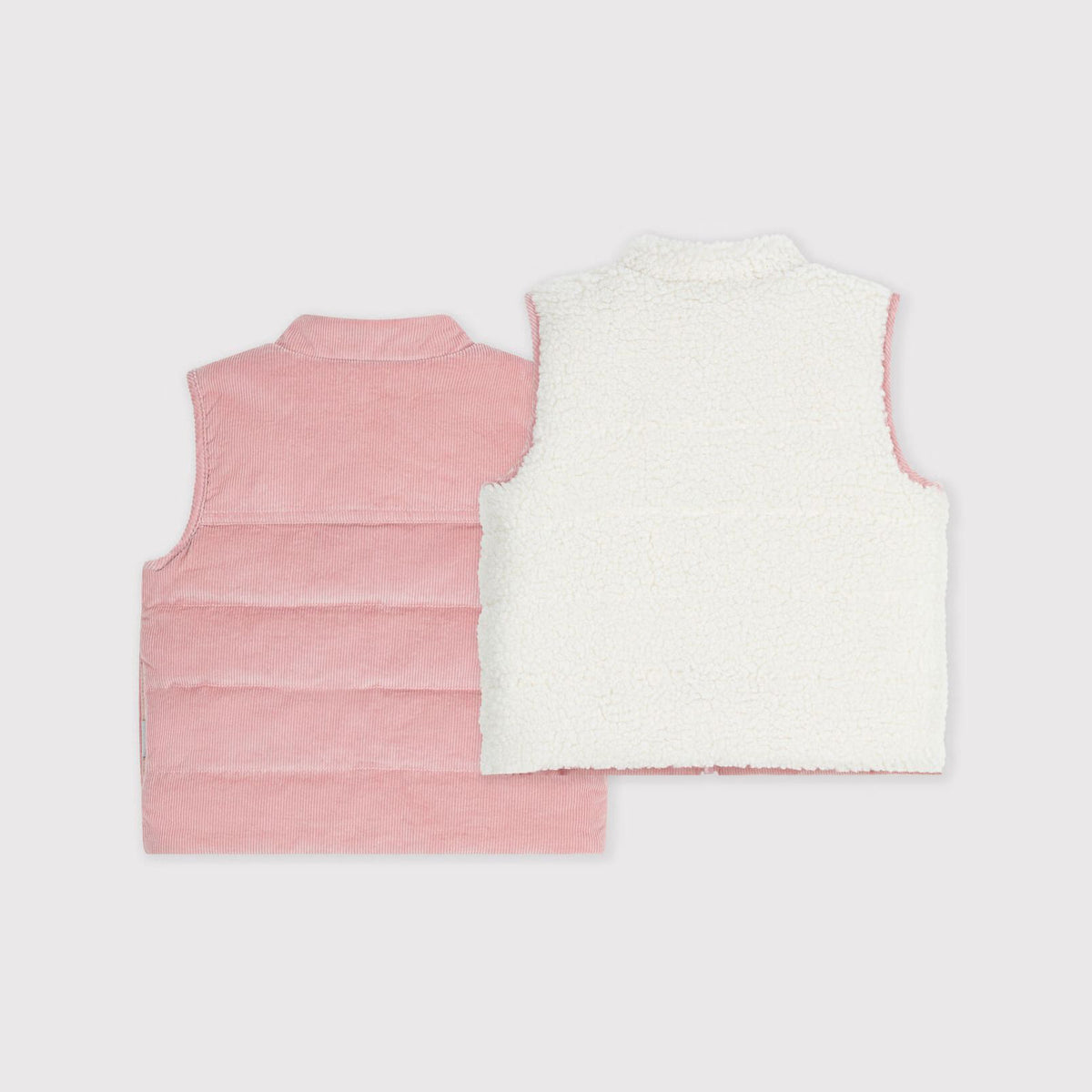 Gilet rembourré réversible rose clair pour bébés filles