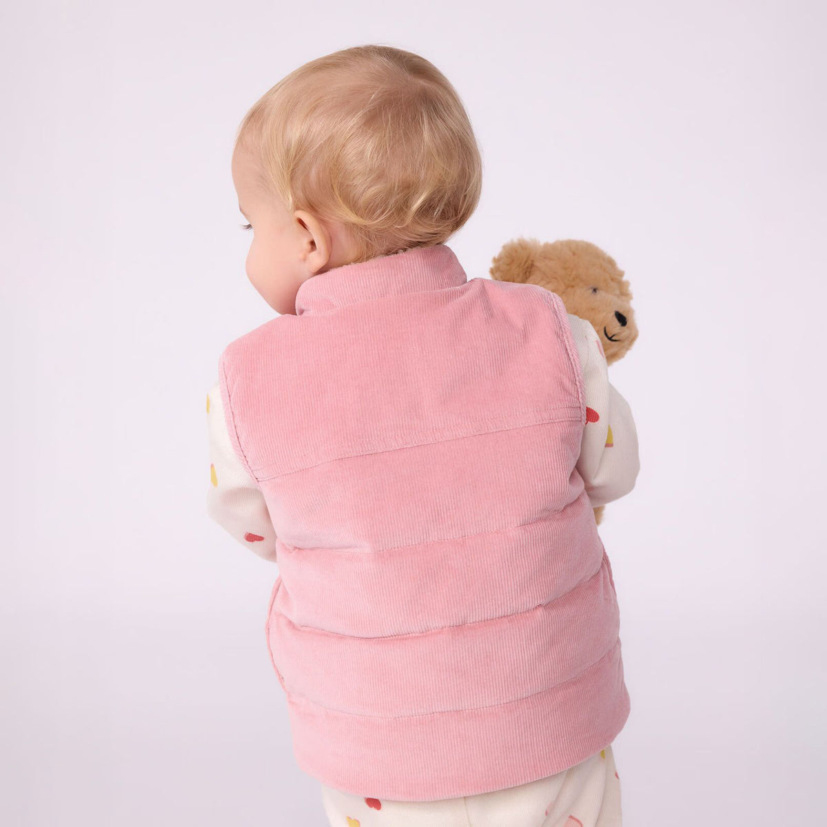 Gilet rembourré réversible rose clair pour bébés filles