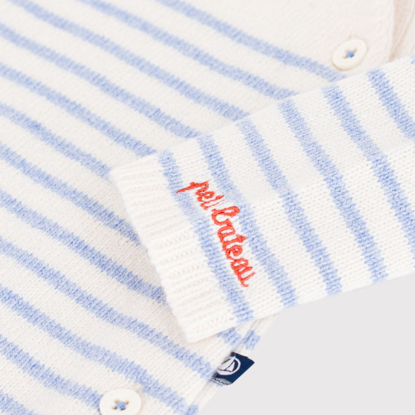 Baby Boys & Girls Light Blue Stripes Wool Knit Babysuit