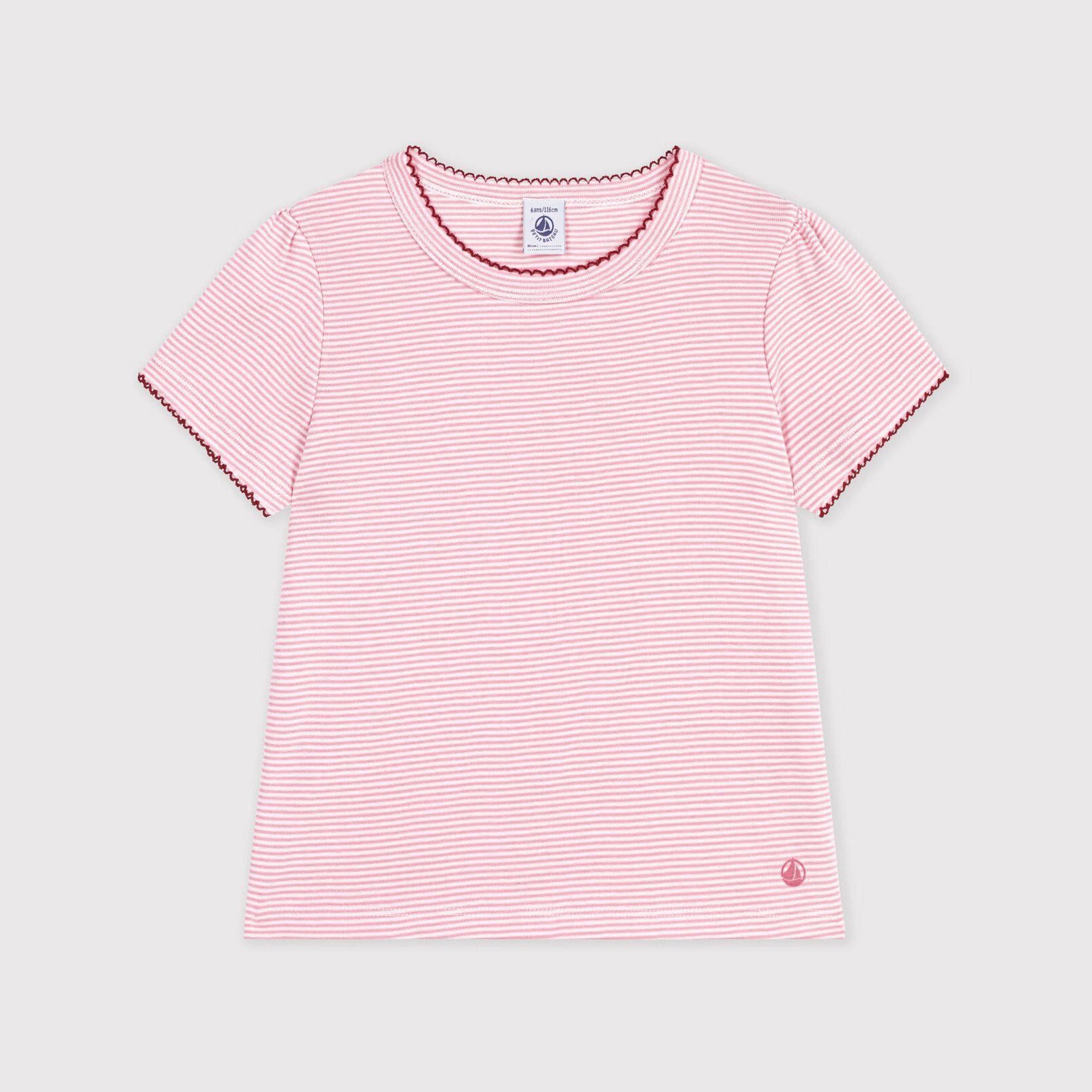 Girls Pink Stripes Cotton T-Shirt