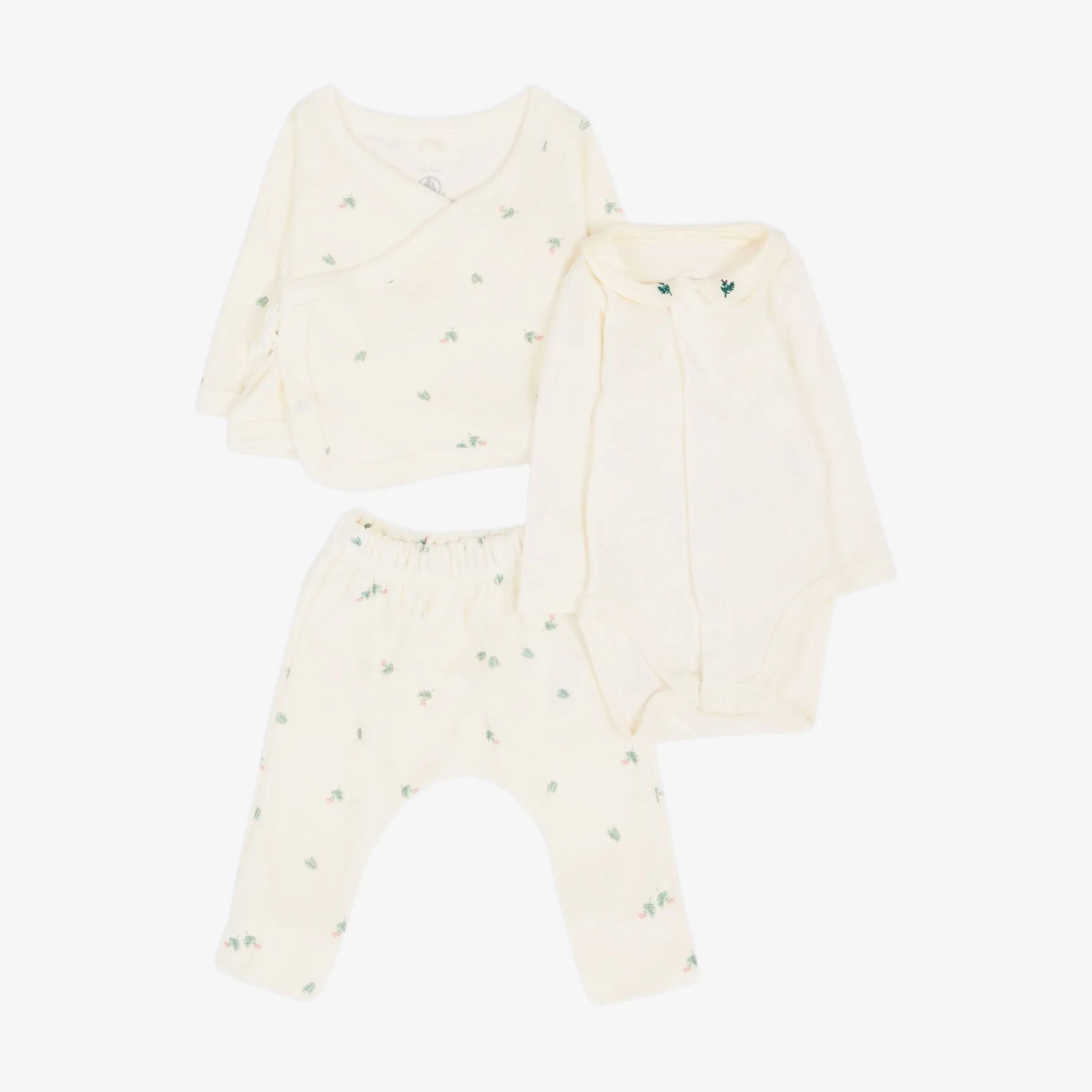 Baby Girls White Floral Cotton Set(3 Pack)