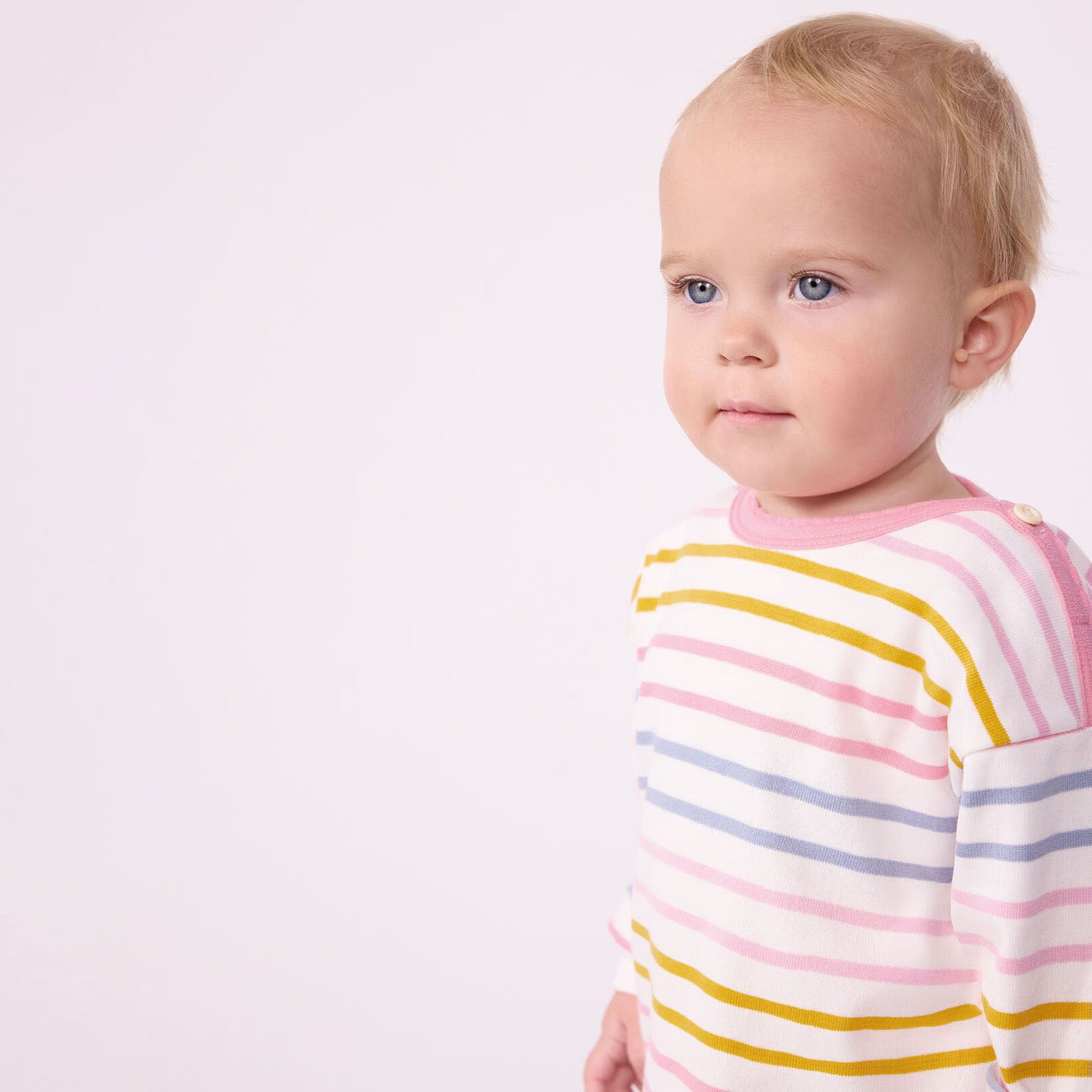 Baby Girls Multicolor Stripes Cotton T-Shirt
