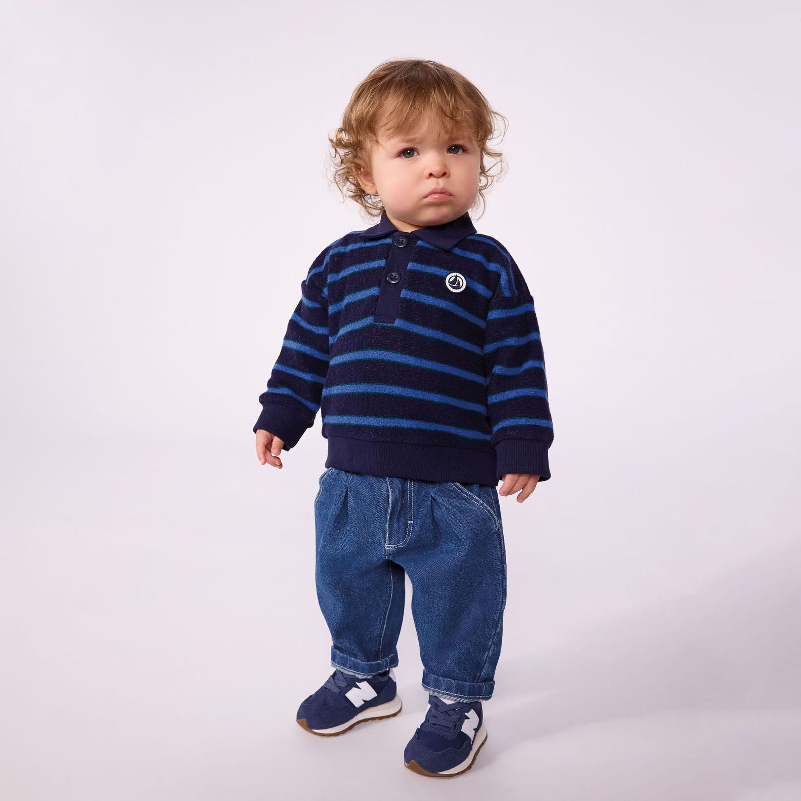 Baby Boys Blue Stripes Cotton Sweatshirt