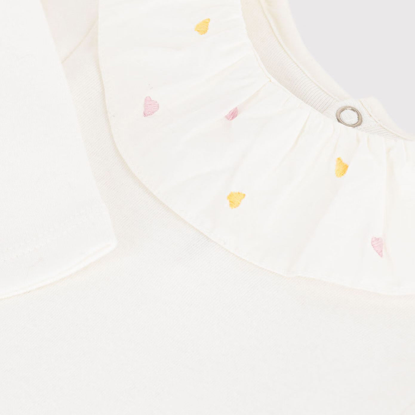 Baby Girls White Ruffled Cotton Babysuit