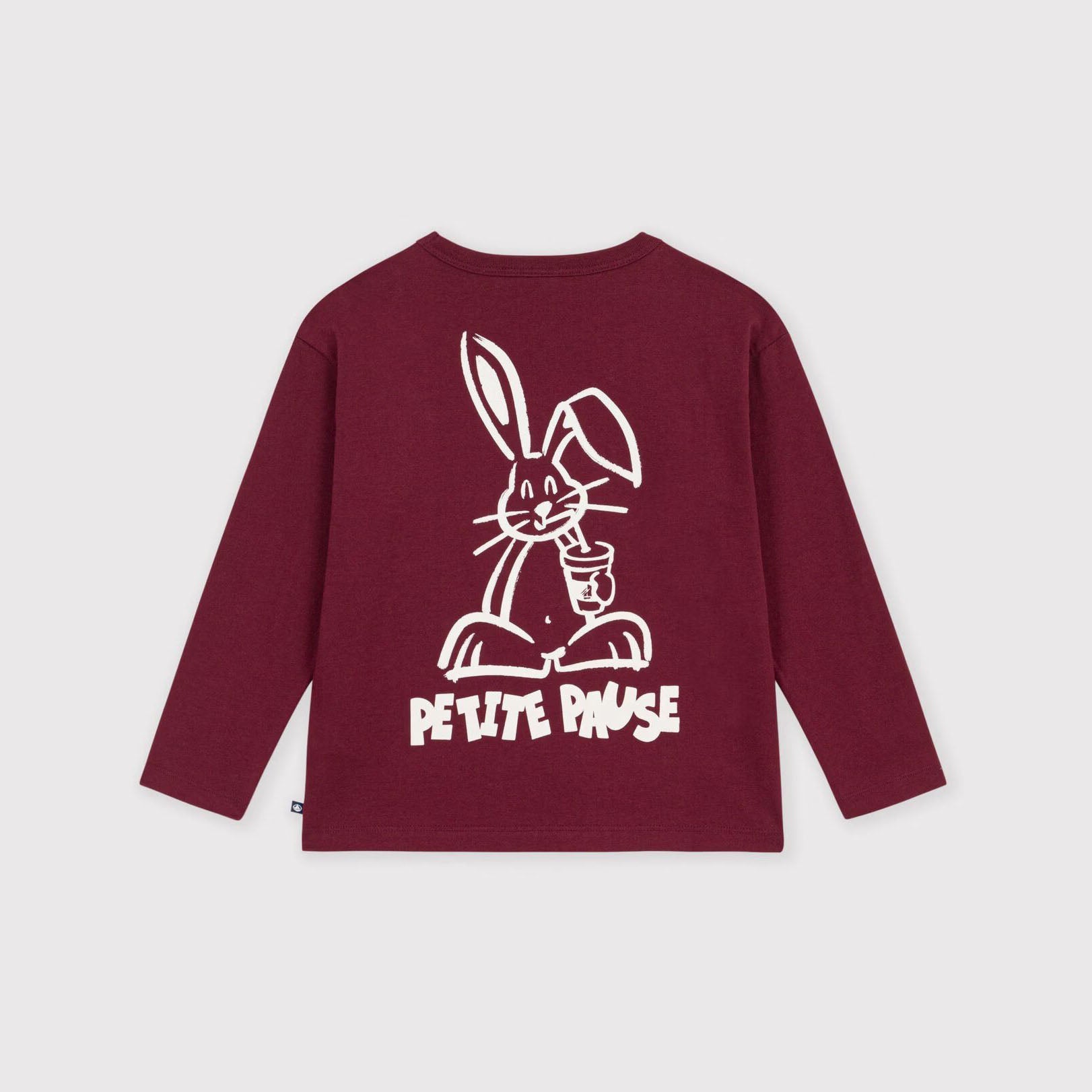 Boys Dark Red Printed Cotton T-Shirt