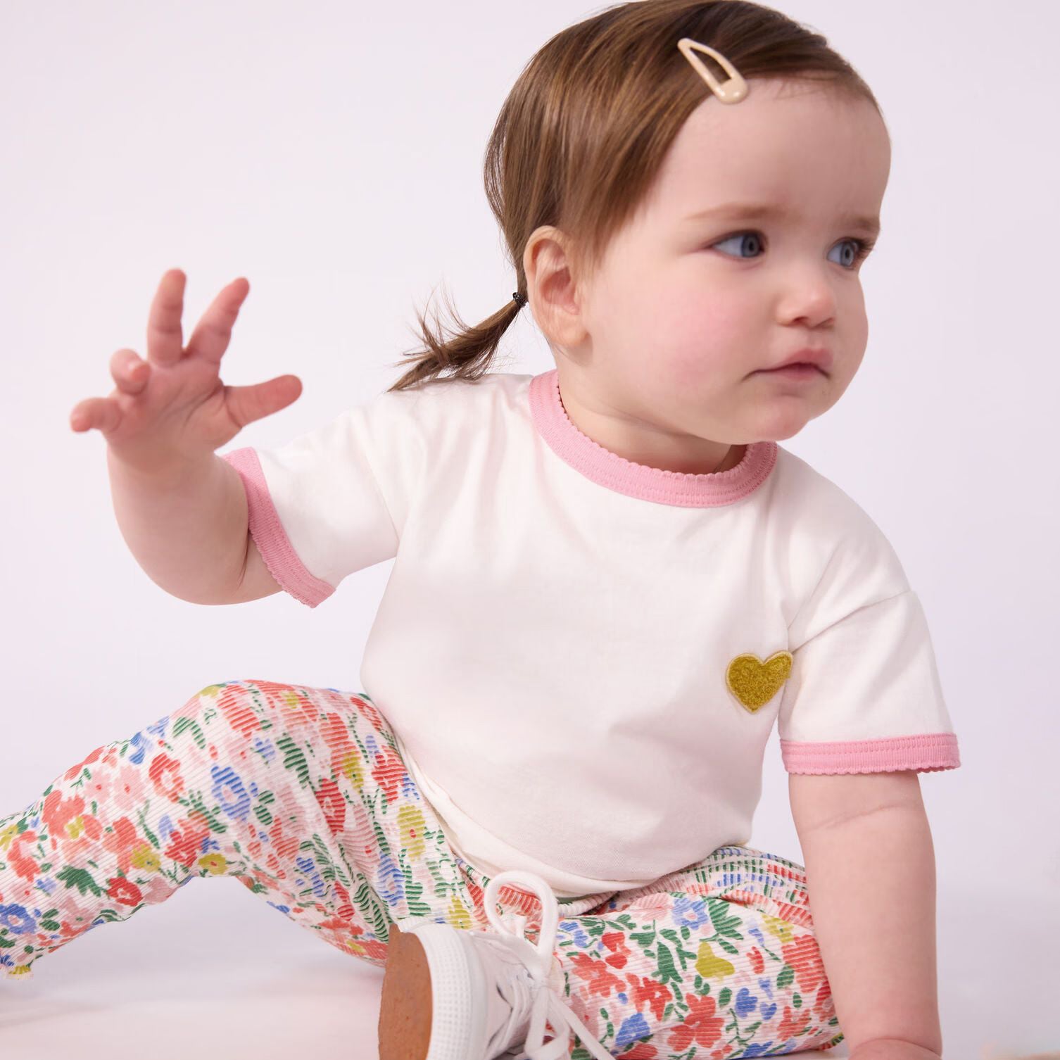 Baby Girls White Cotton T-Shirt