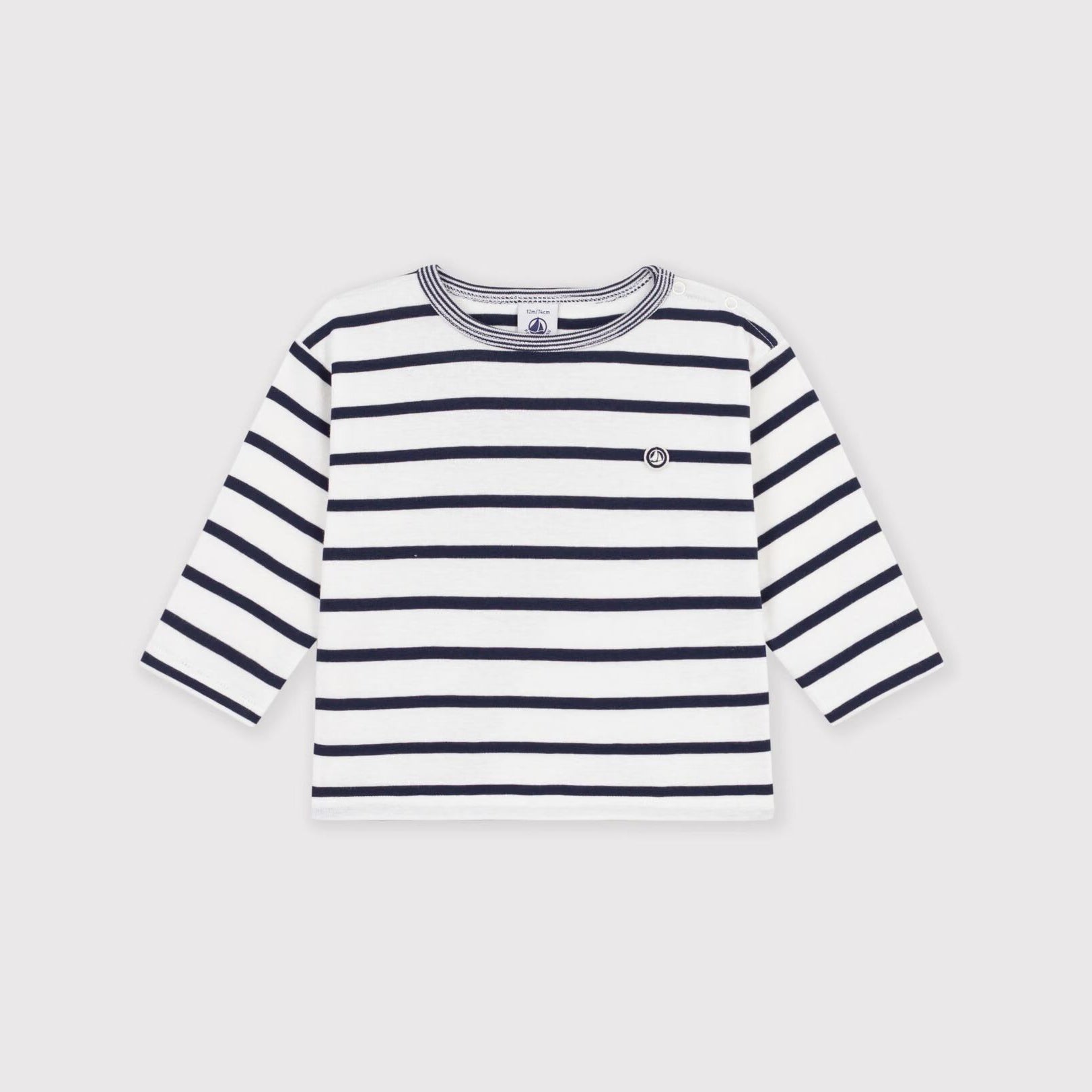 Baby Boys Navy Stripes Cotton T-Shirt