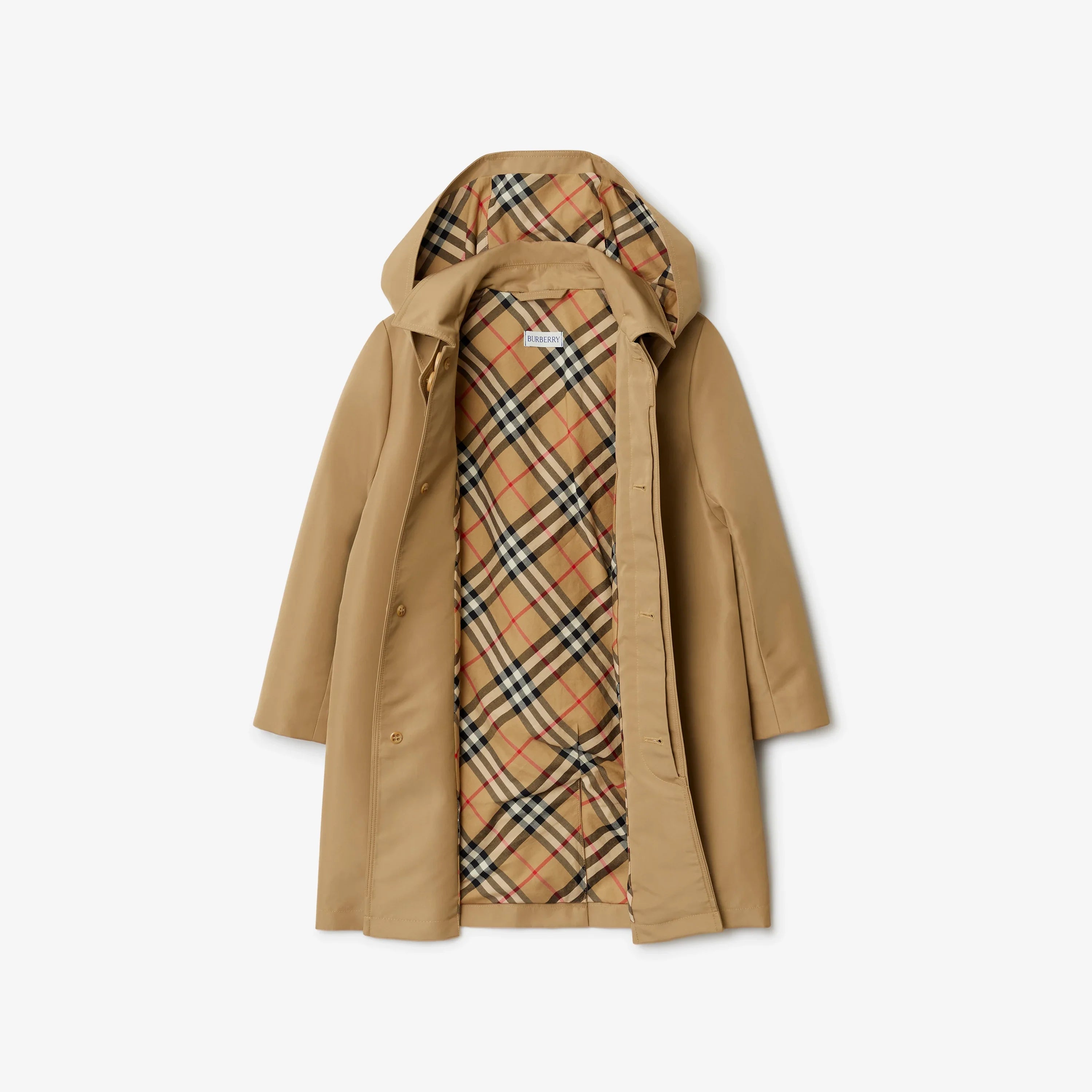 Boys Nathaniel Hooded Car Coat in Beige