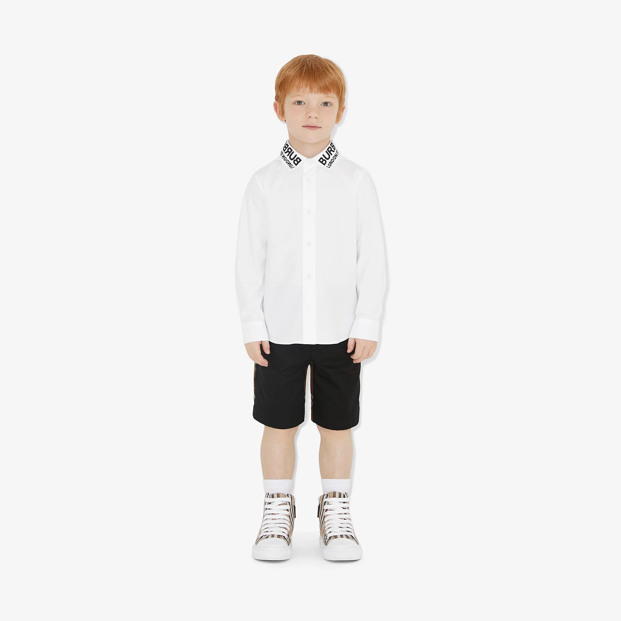 Boys White Logo Cotton Shirt