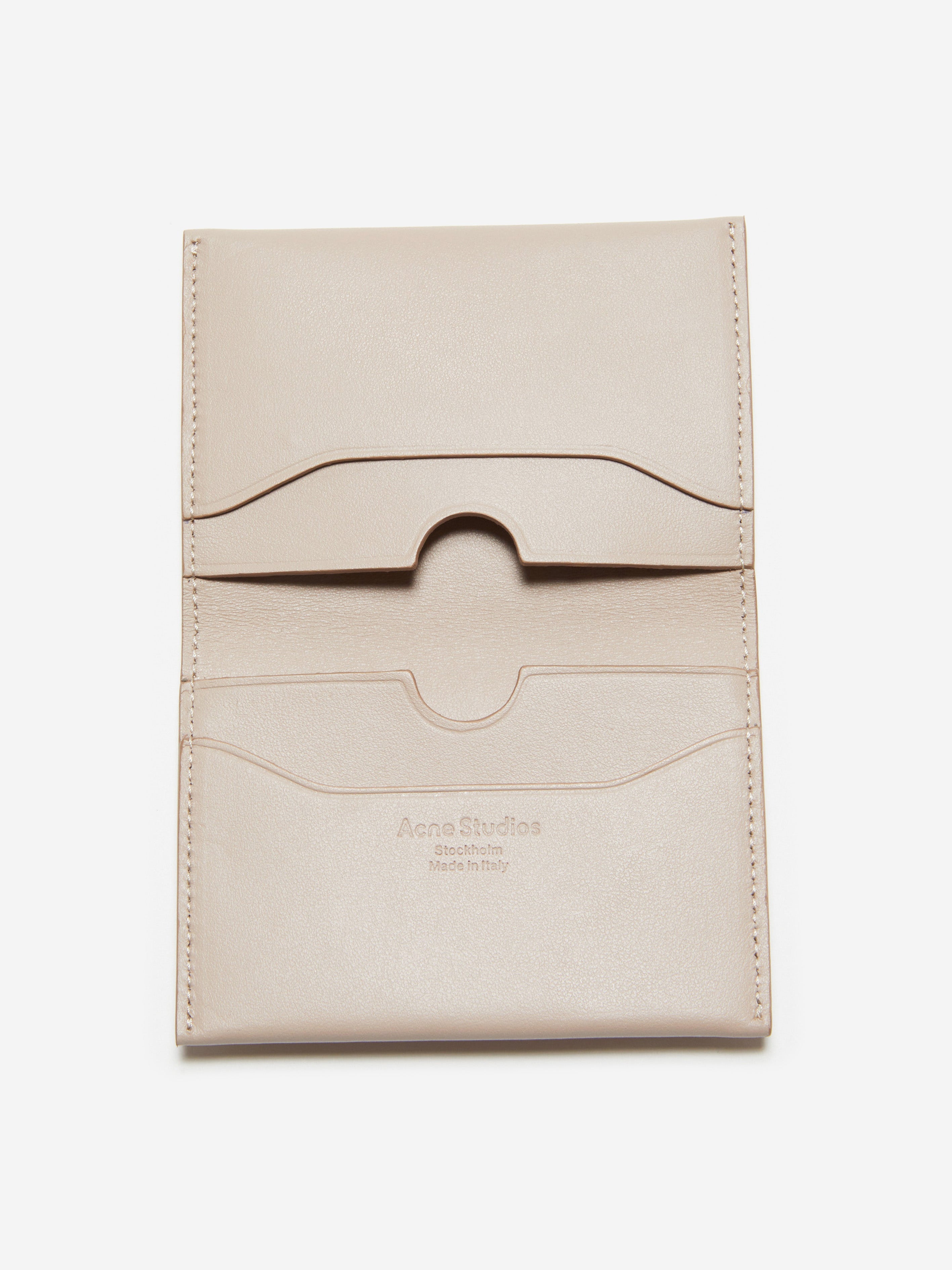 Kids Folded Leather Wallet in Beige (13.5cm)