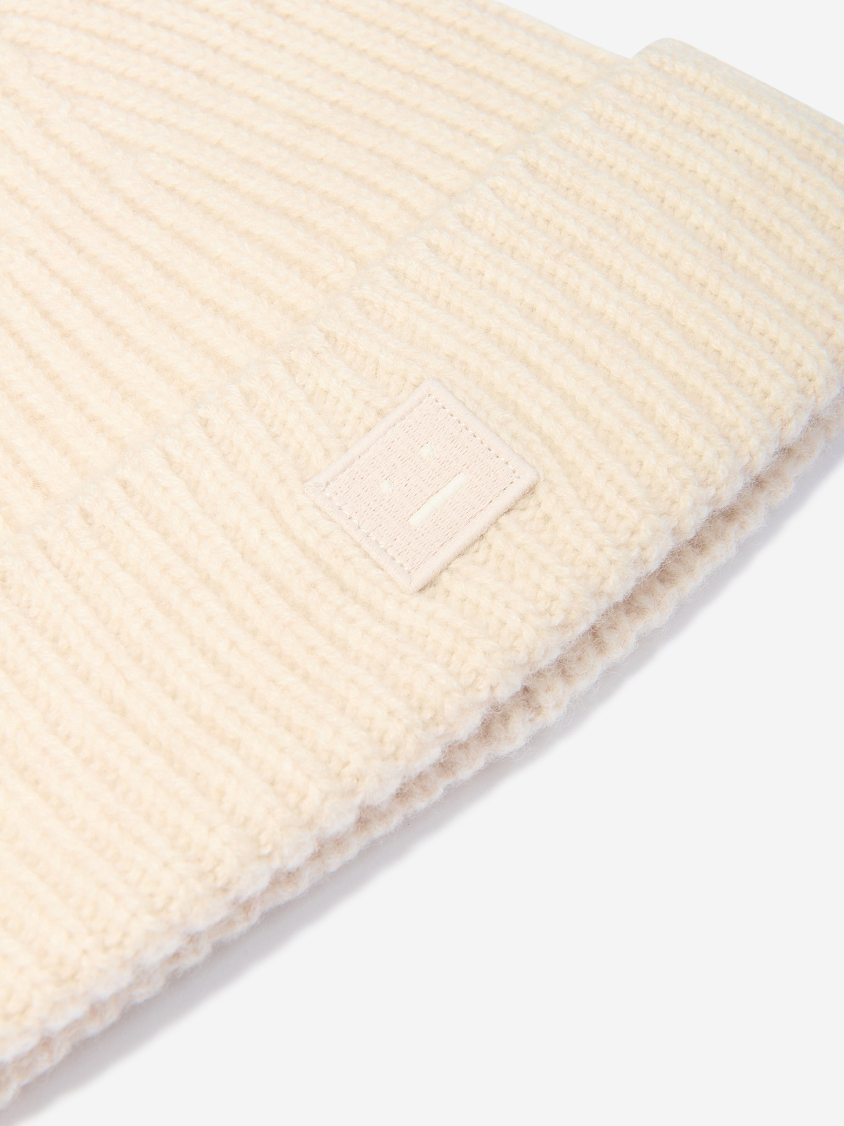 Kids Wool Knitted Beanie Hat in Beige