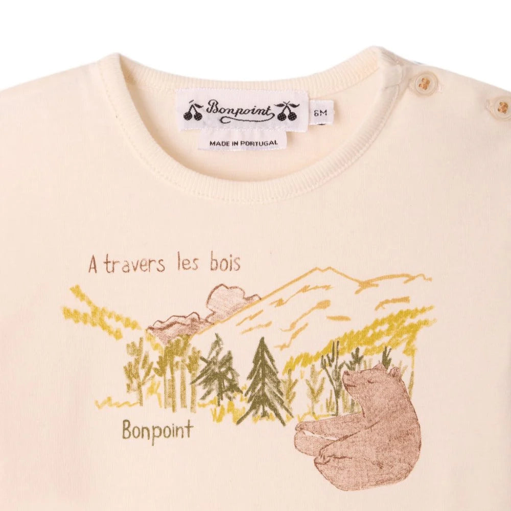 Baby Boys White Printed Cotton T-Shirt