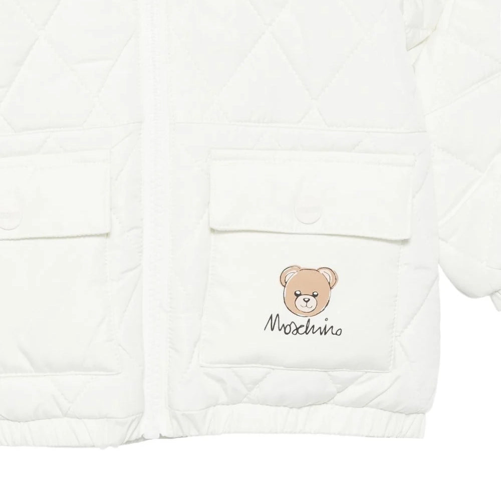 Baby Girls White Hooded Padded Jacket