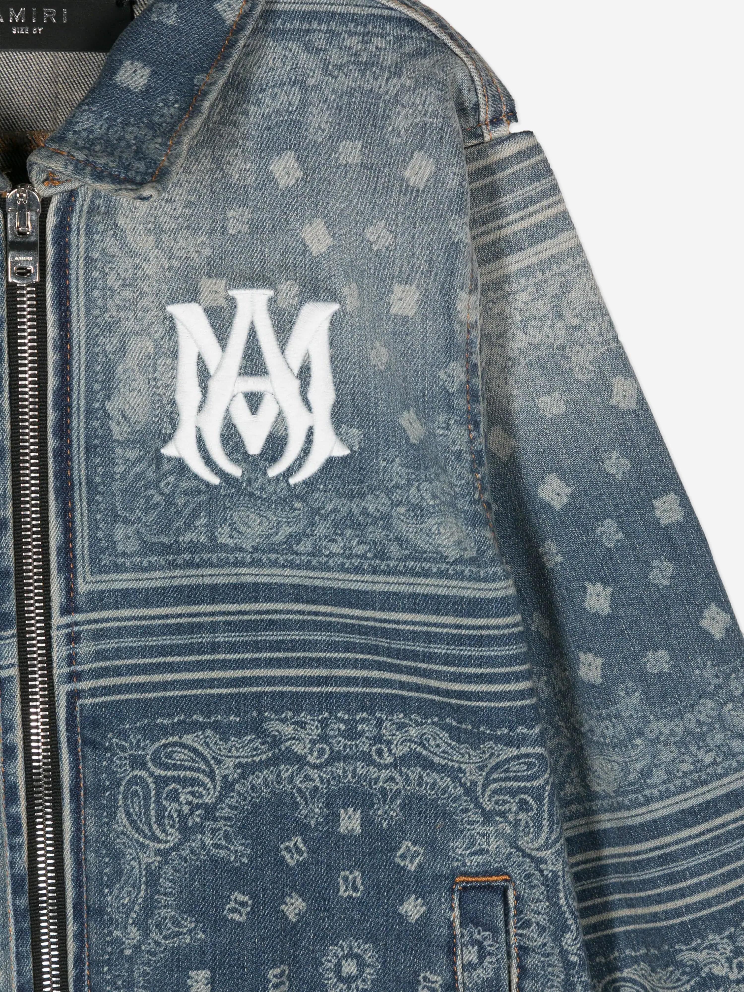 Amiri Kids MA Bandana Zip Jacket in Blue