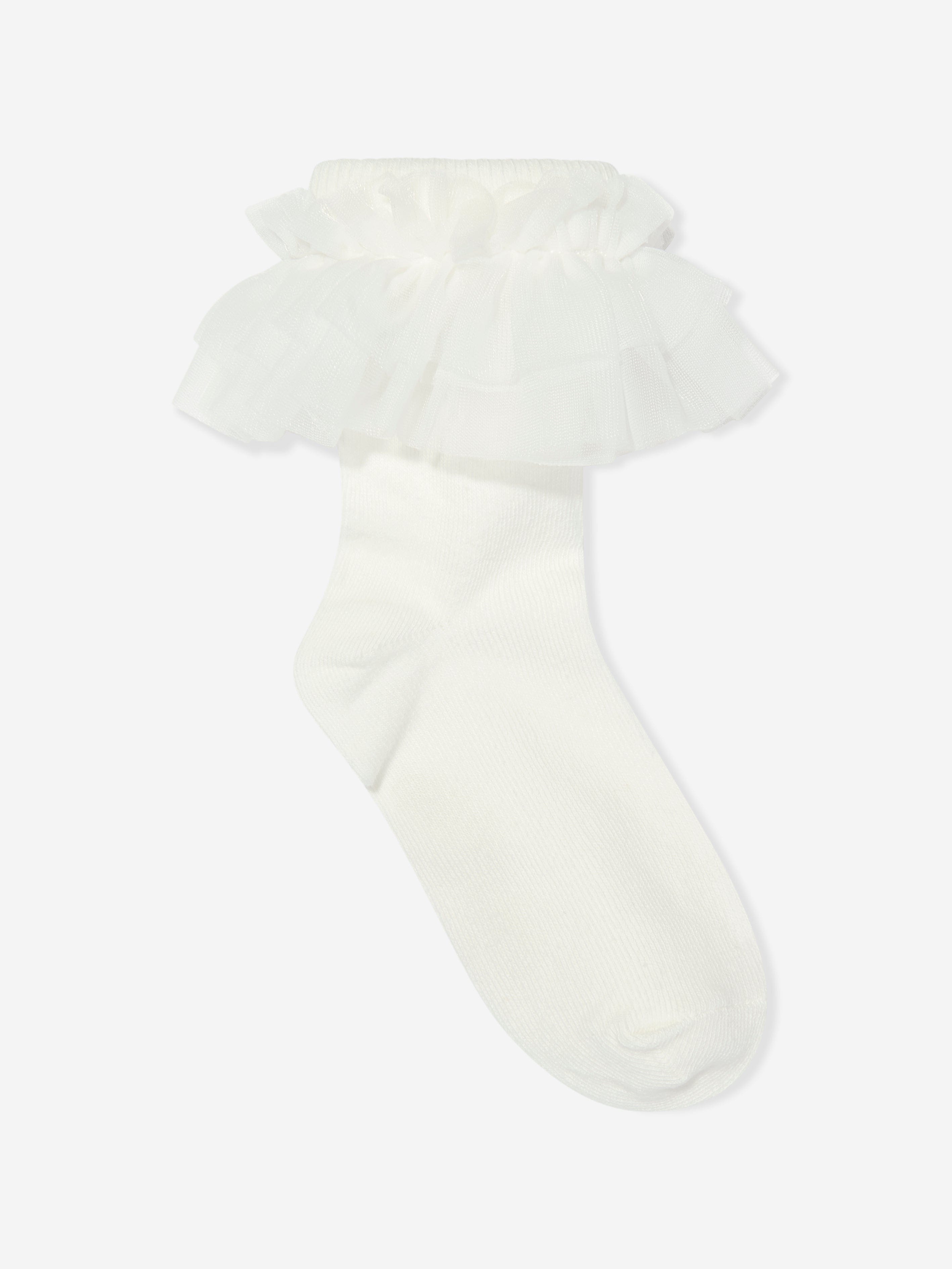 Girls Frilly Socks in White