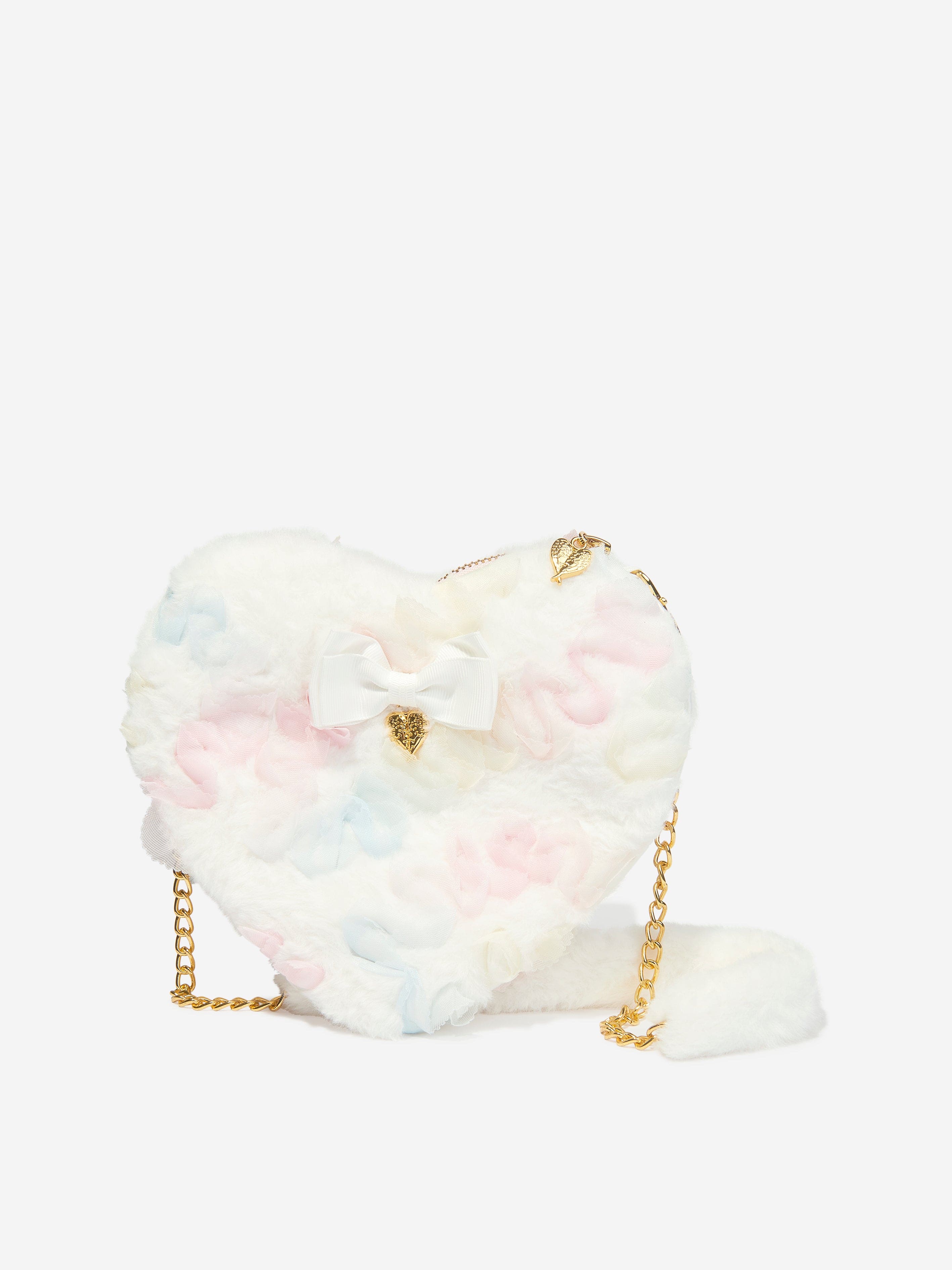Girls Lillian Pastel Heart Bag in White (22cm)