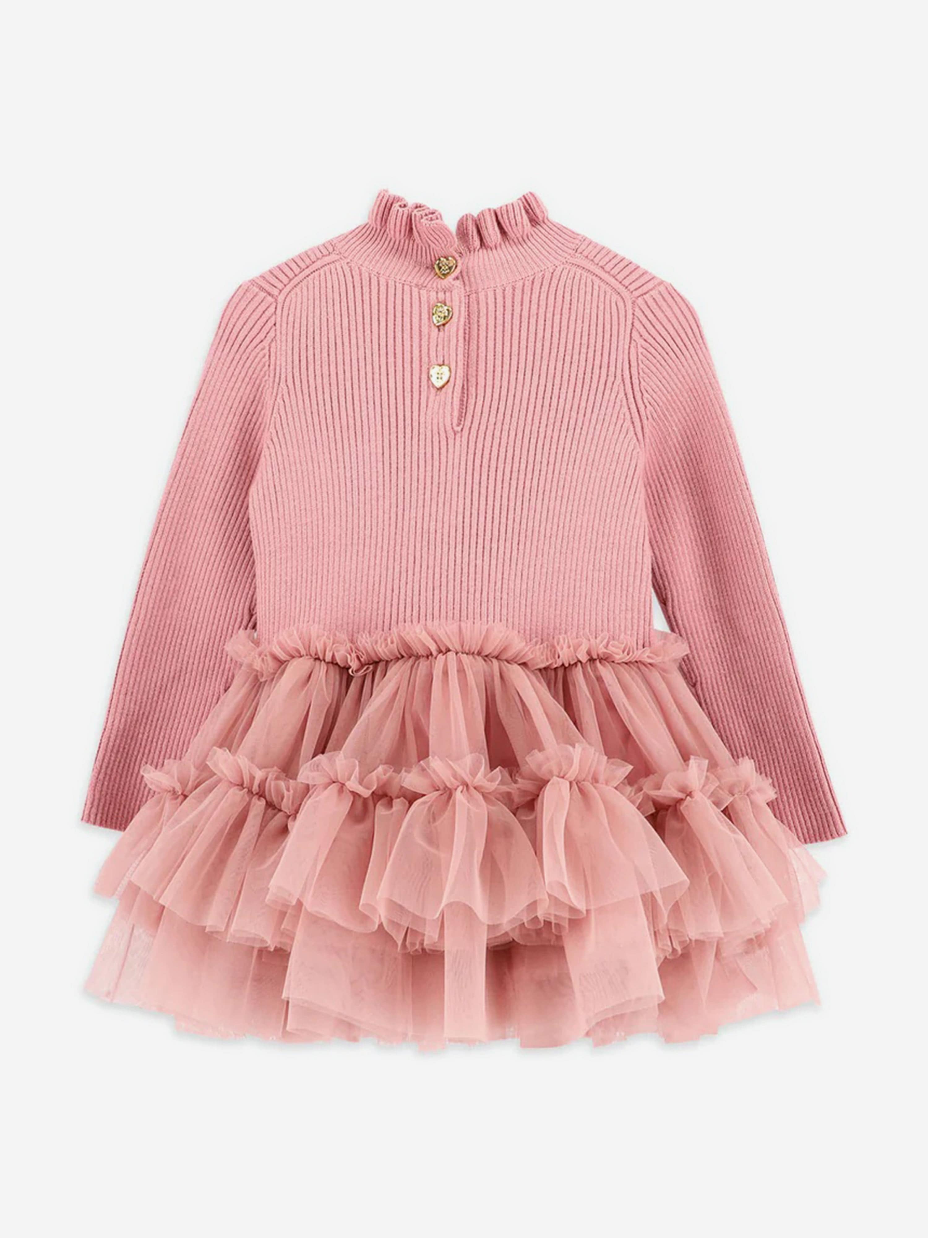 Baby Girls Elin Knit and Tulle Dress in Pink